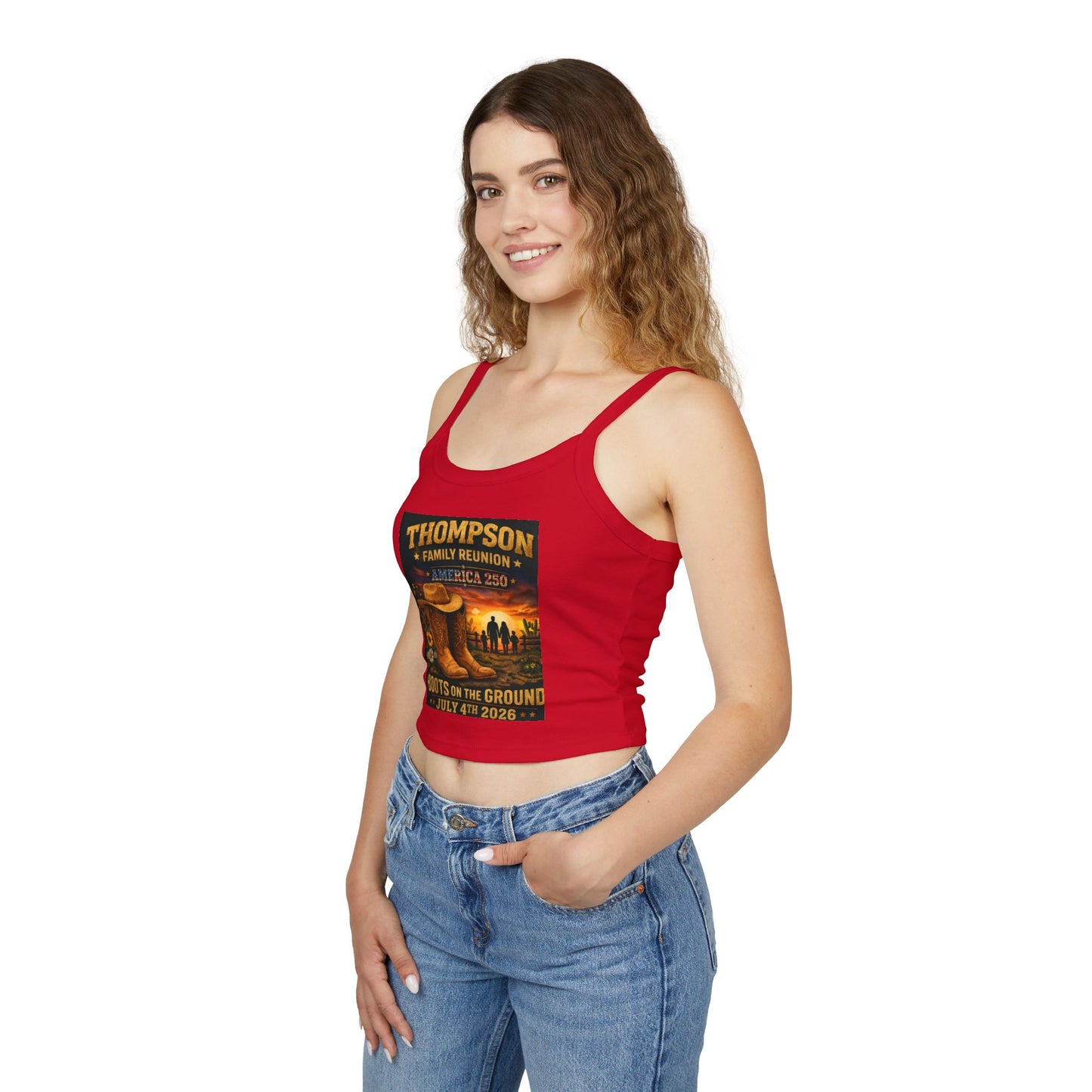 Thompson Family Reunion Crop Tank – "Boots on the Ground" July 4, 2026 USA 250
