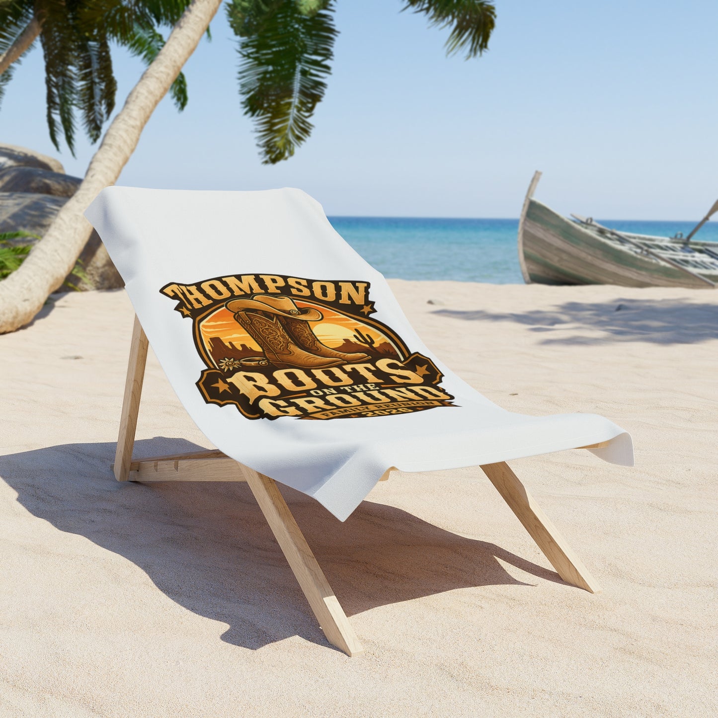 Beach Towel — 'Thompson Boots on the Ground' Western Cowboy Graphic