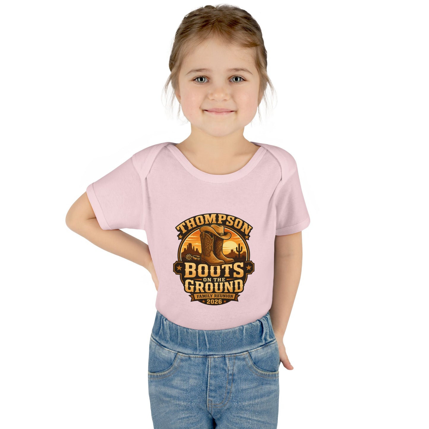 Infant Bodysuit - "Thompson Boots on the Ground" Western Baby Onesie, Rustic Cowboy Nursery Gift