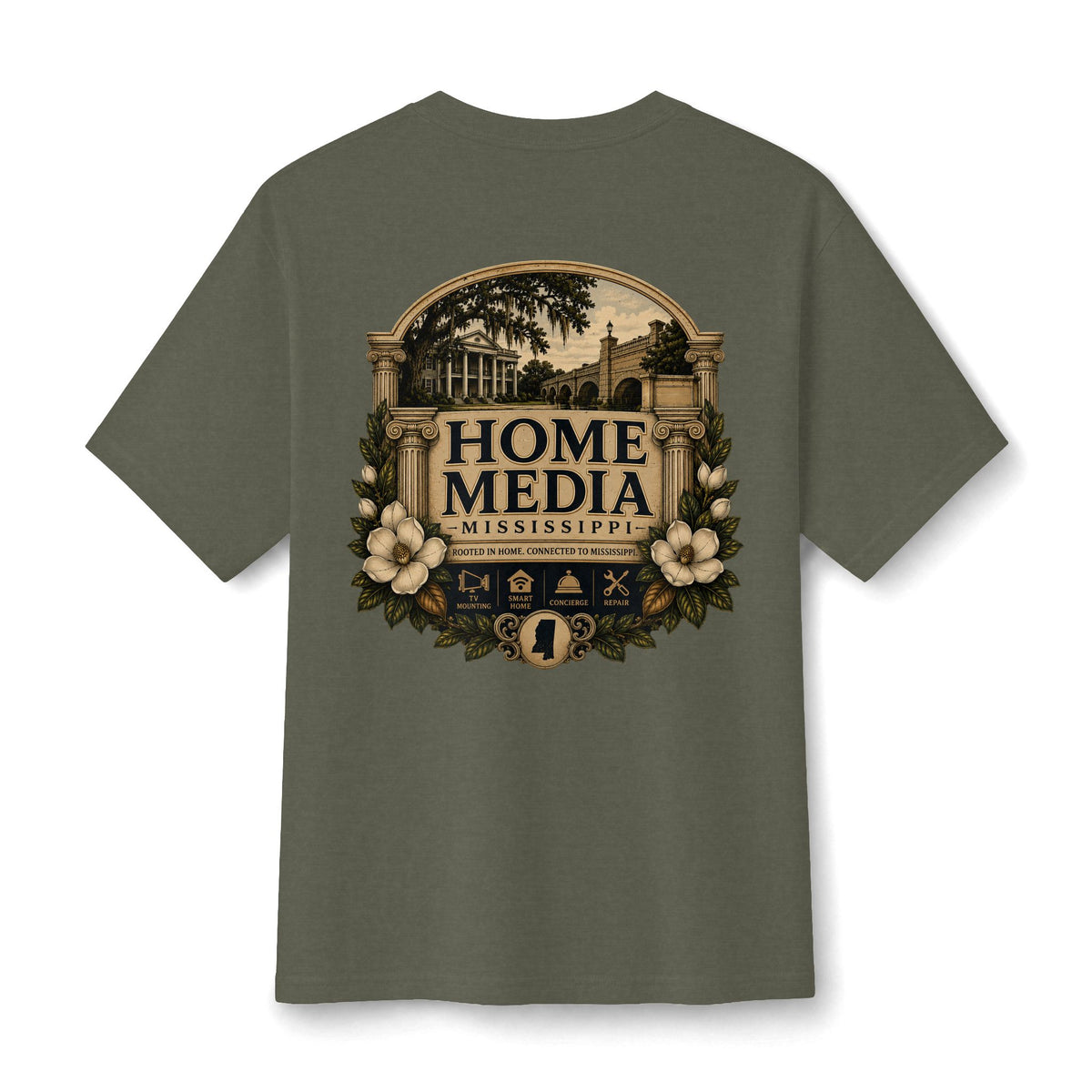 Home Media Mississippi Cotton Tee — Vintage Mansion Graphic T-Shirt