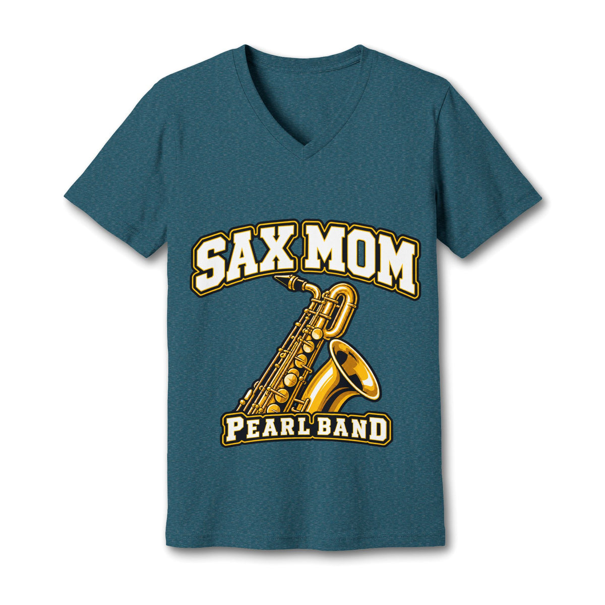 Sax Mom Pearl High School Band V-Neck Tee