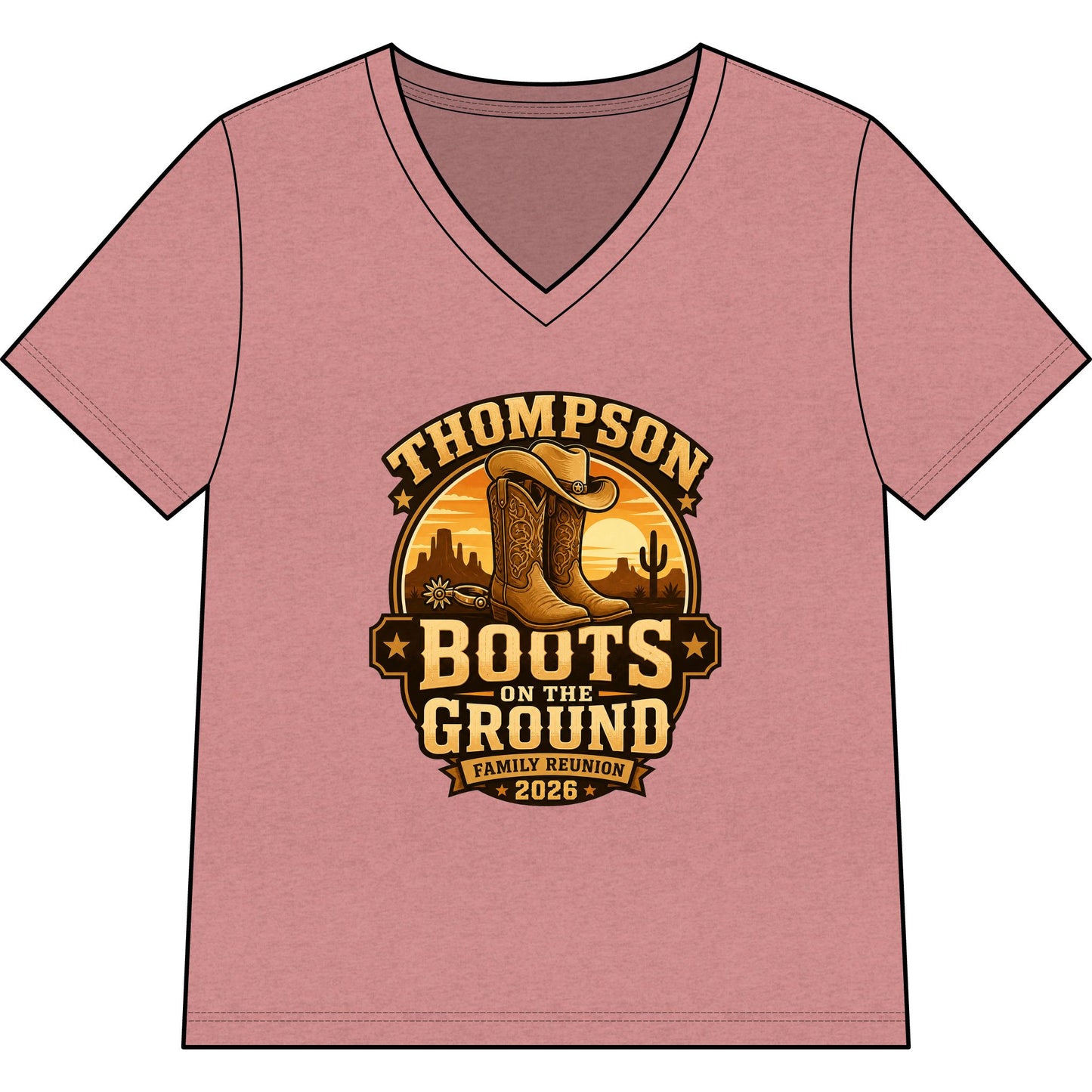 Thompson "Boots on the Ground" Family Reunion V-Neck Tee
