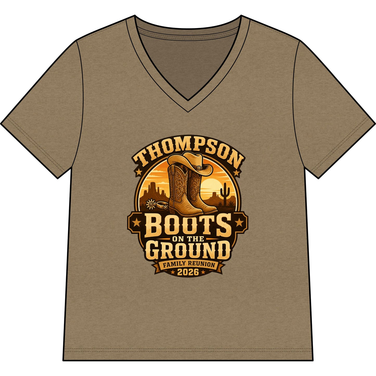 Thompson "Boots on the Ground" Family Reunion V-Neck Tee