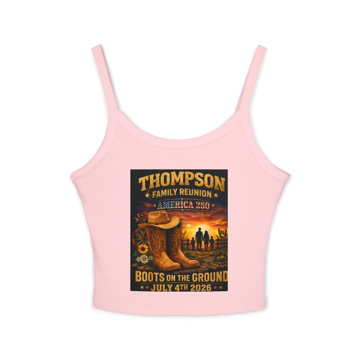 Thompson Family Reunion Crop Tank – "Boots on the Ground" July 4, 2026 USA 250