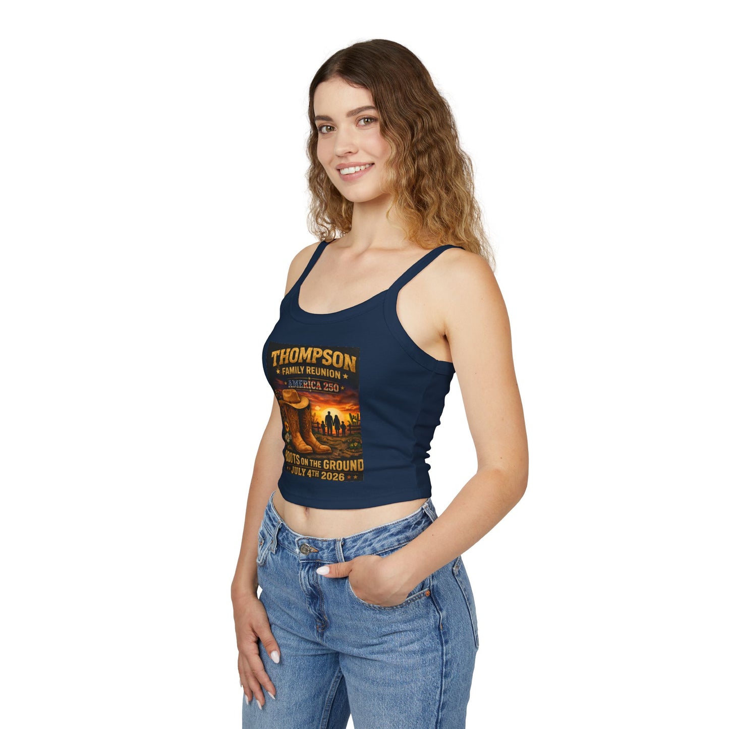 Thompson Family Reunion Crop Tank – "Boots on the Ground" July 4, 2026 USA 250