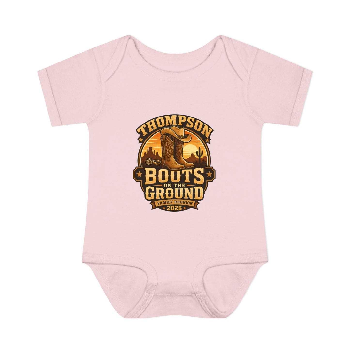 Infant Bodysuit - "Thompson Boots on the Ground" Western Baby Onesie, Rustic Cowboy Nursery Gift