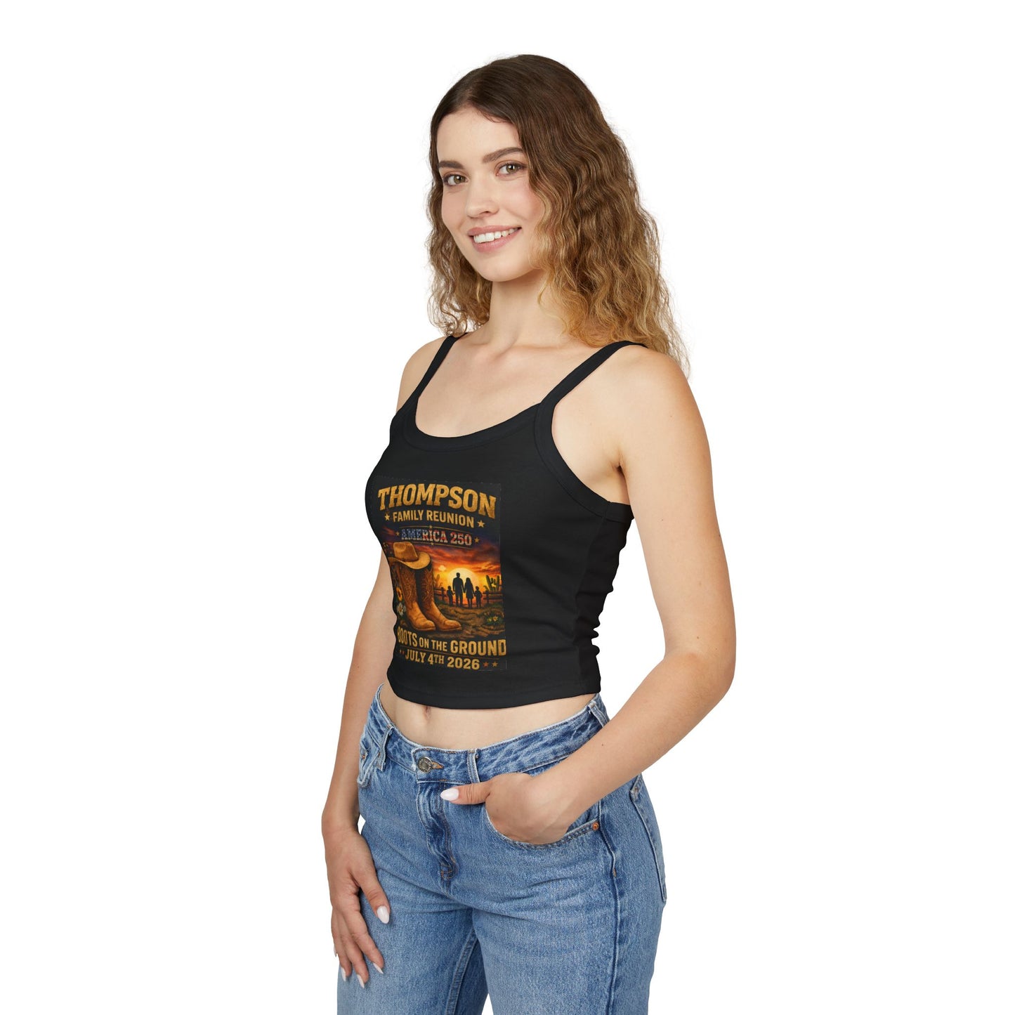 Thompson Family Reunion Crop Tank – "Boots on the Ground" July 4, 2026 USA 250