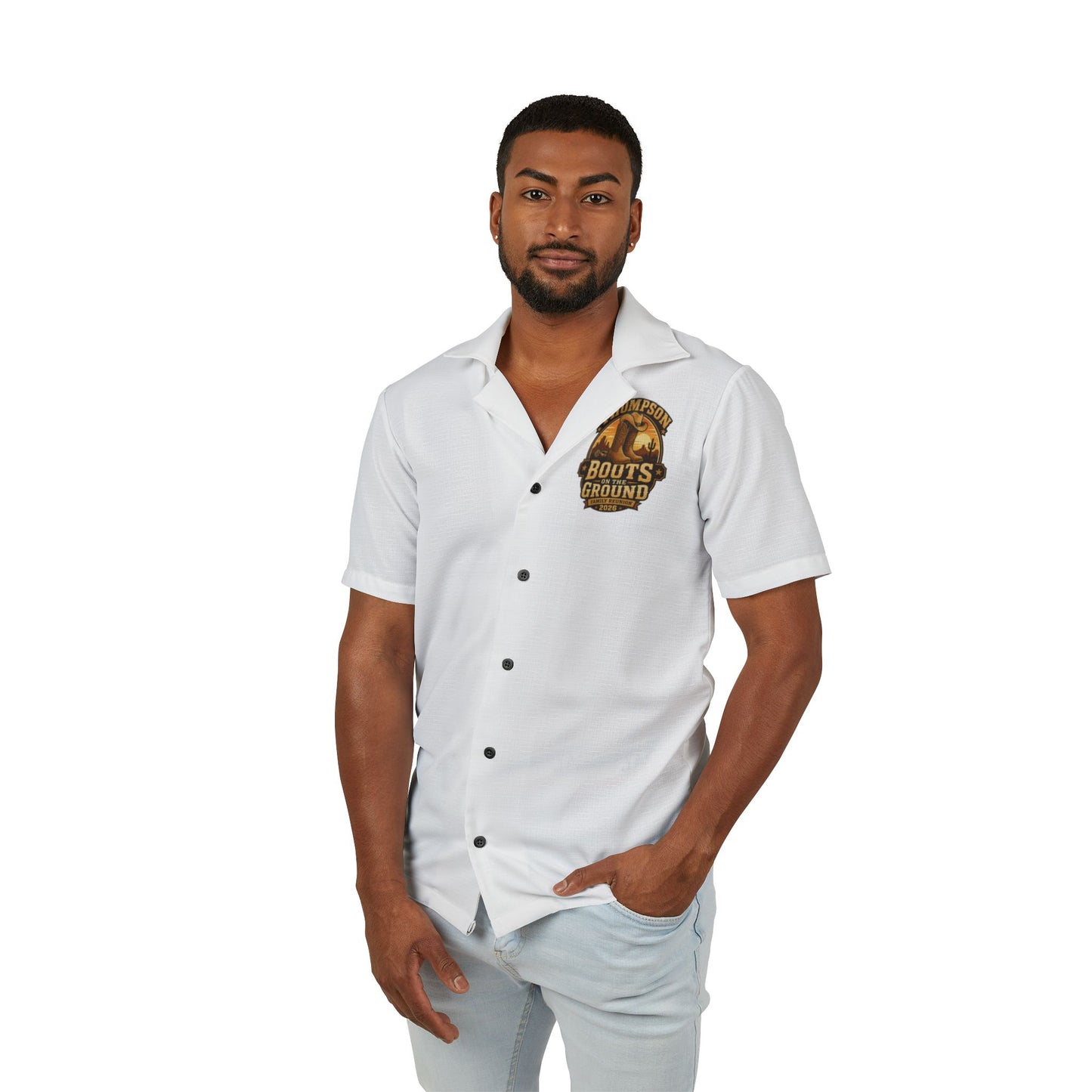 Vintage 'Boots on the Ground' Camp Shirt — Men's Hawaiian Button-Up