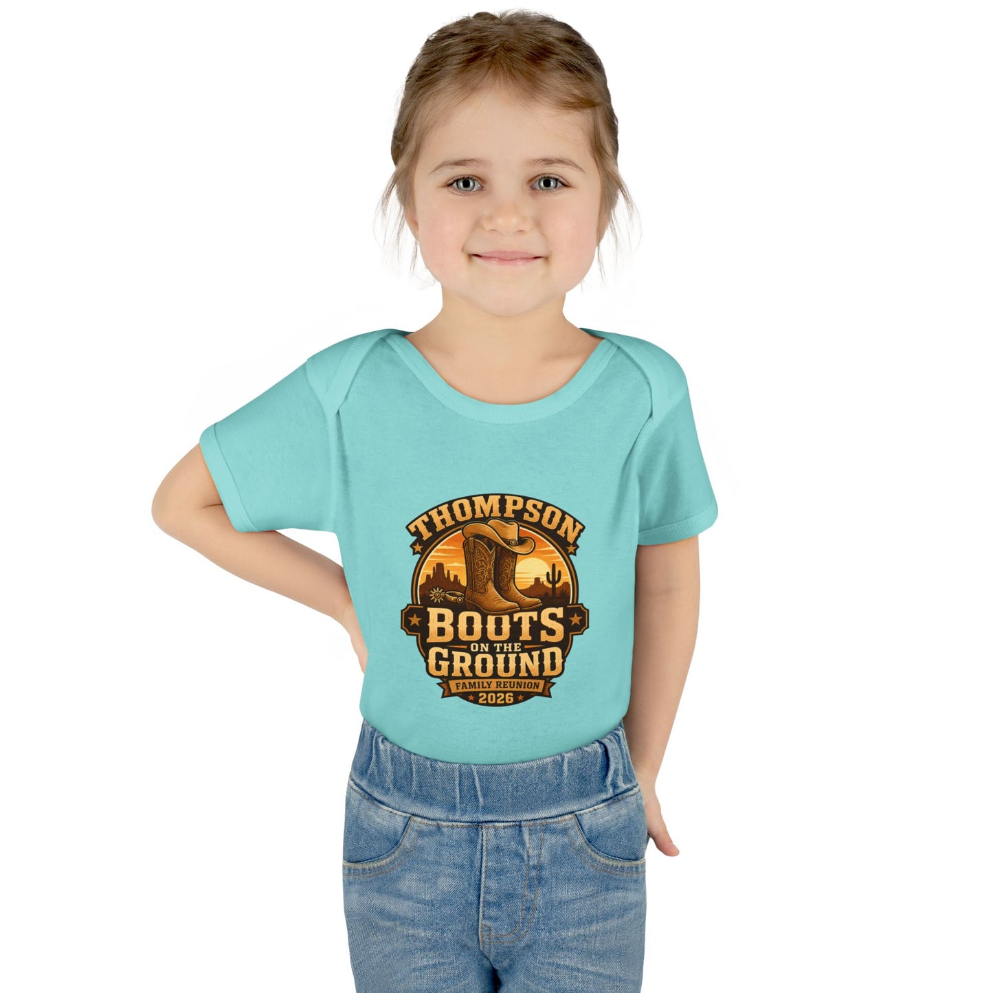Infant Bodysuit - "Thompson Boots on the Ground" Western Baby Onesie, Rustic Cowboy Nursery Gift