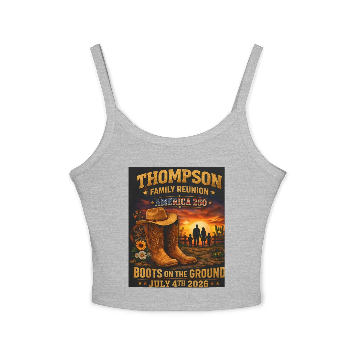 Thompson Family Reunion Crop Tank – "Boots on the Ground" July 4, 2026 USA 250