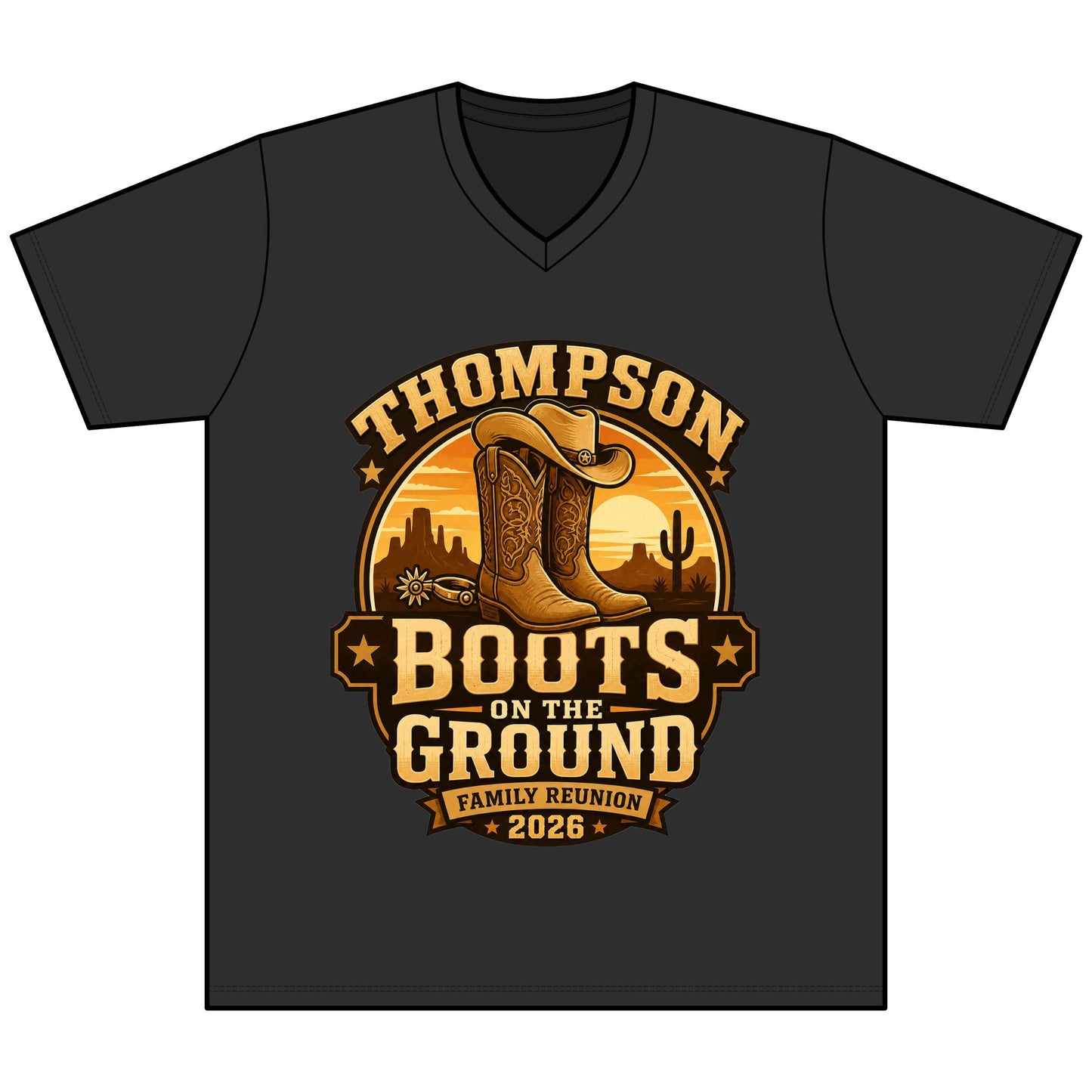 Boots on the Ground Family Reunion Tee — Thompson 2026 Cowboy Boots Design