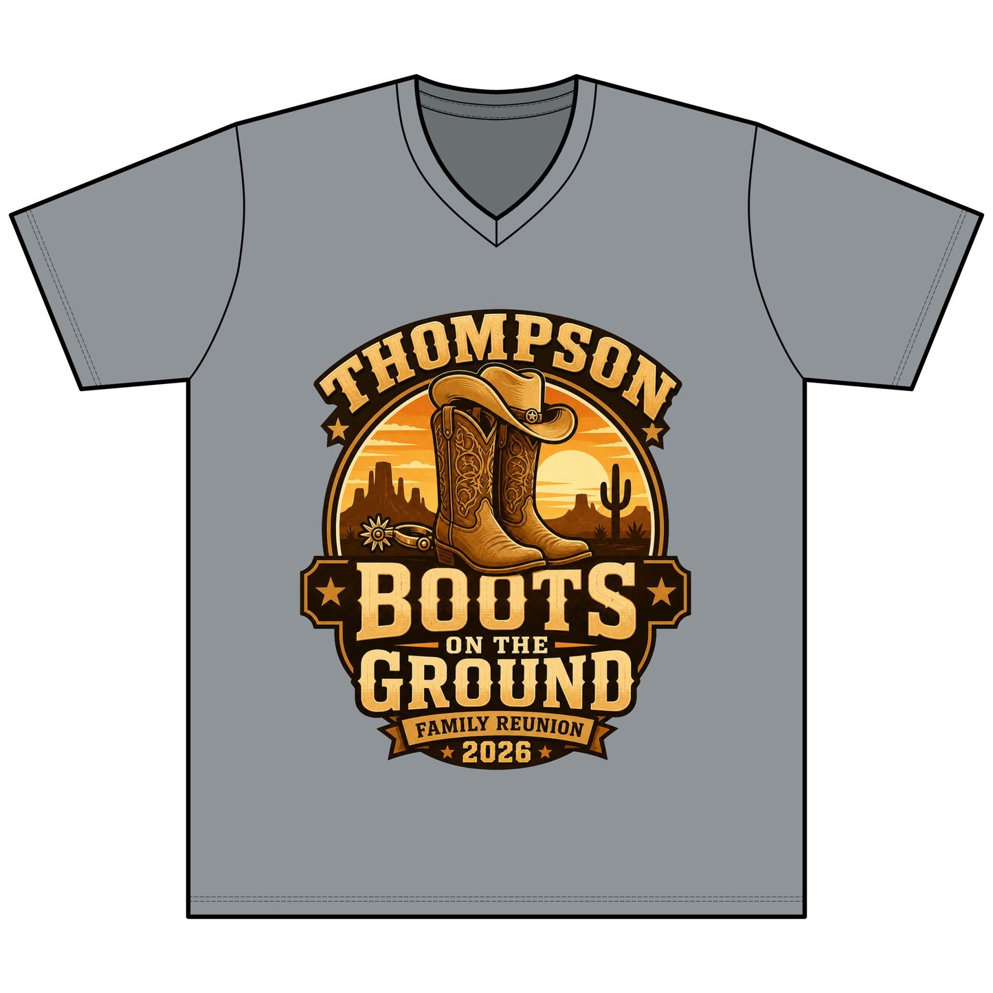 Boots on the Ground Family Reunion Tee — Thompson 2026 Cowboy Boots Design