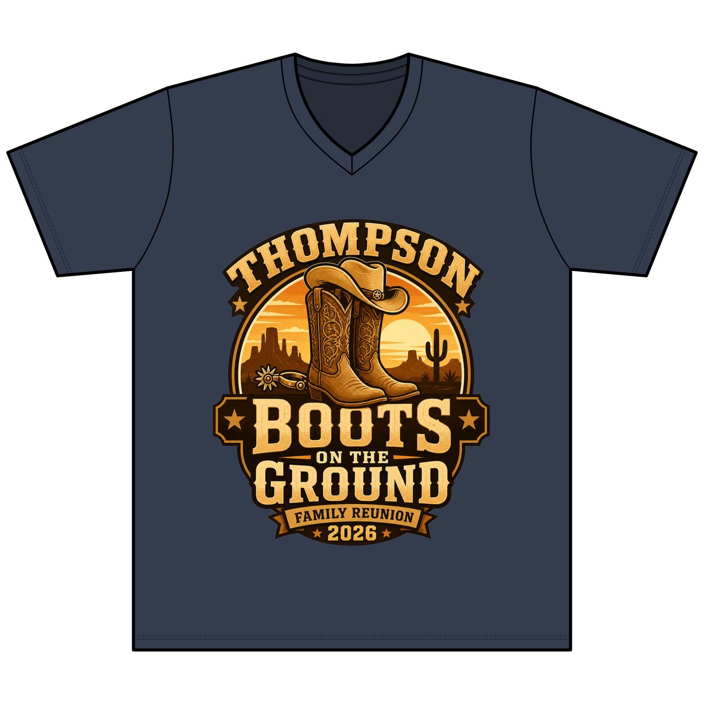 Boots on the Ground Family Reunion Tee — Thompson 2026 Cowboy Boots Design