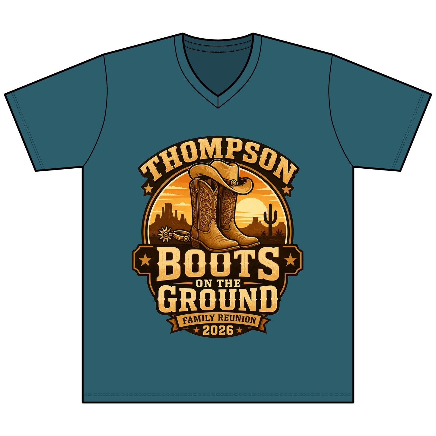 Boots on the Ground Family Reunion Tee — Thompson 2026 Cowboy Boots Design