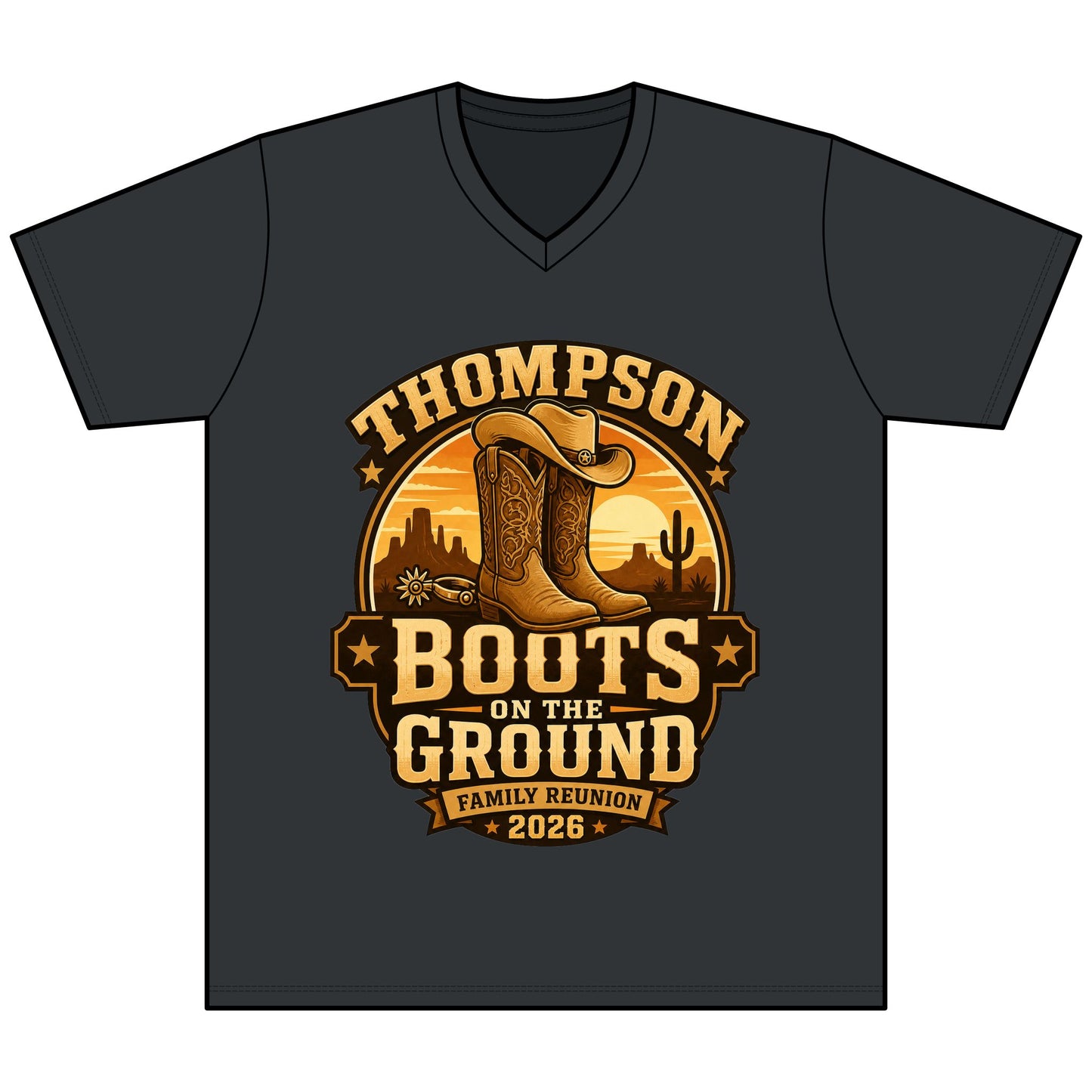 Boots on the Ground Family Reunion Tee — Thompson 2026 Cowboy Boots Design
