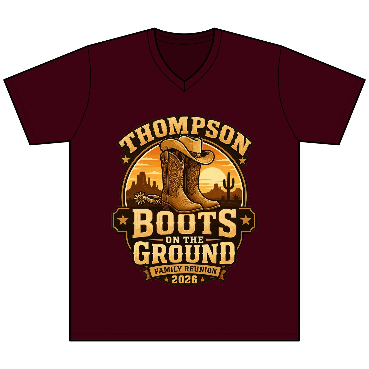 Boots on the Ground Family Reunion Tee — Thompson 2026 Cowboy Boots Design