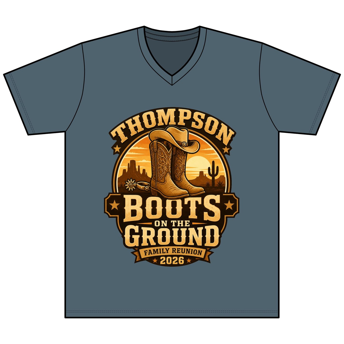 Boots on the Ground Family Reunion Tee — Thompson 2026 Cowboy Boots Design