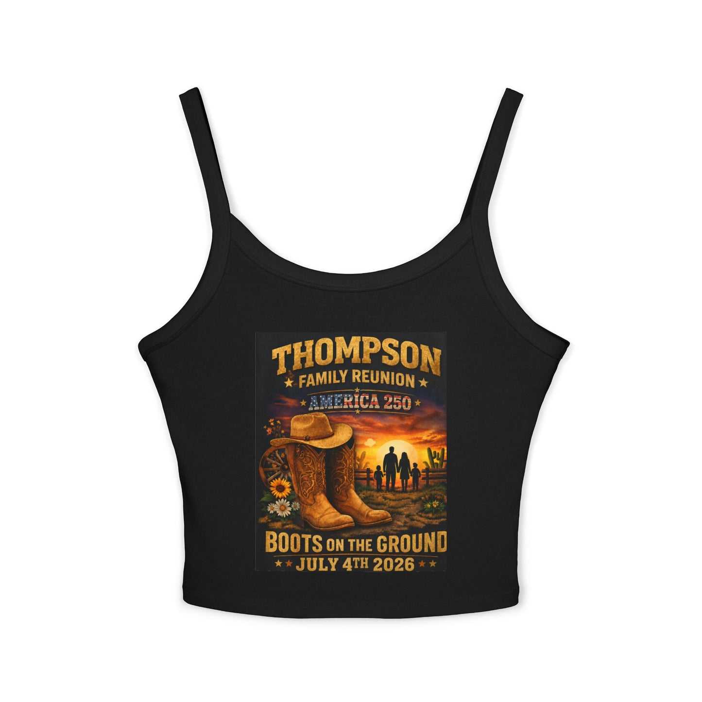 Thompson Family Reunion Crop Tank – "Boots on the Ground" July 4, 2026 USA 250
