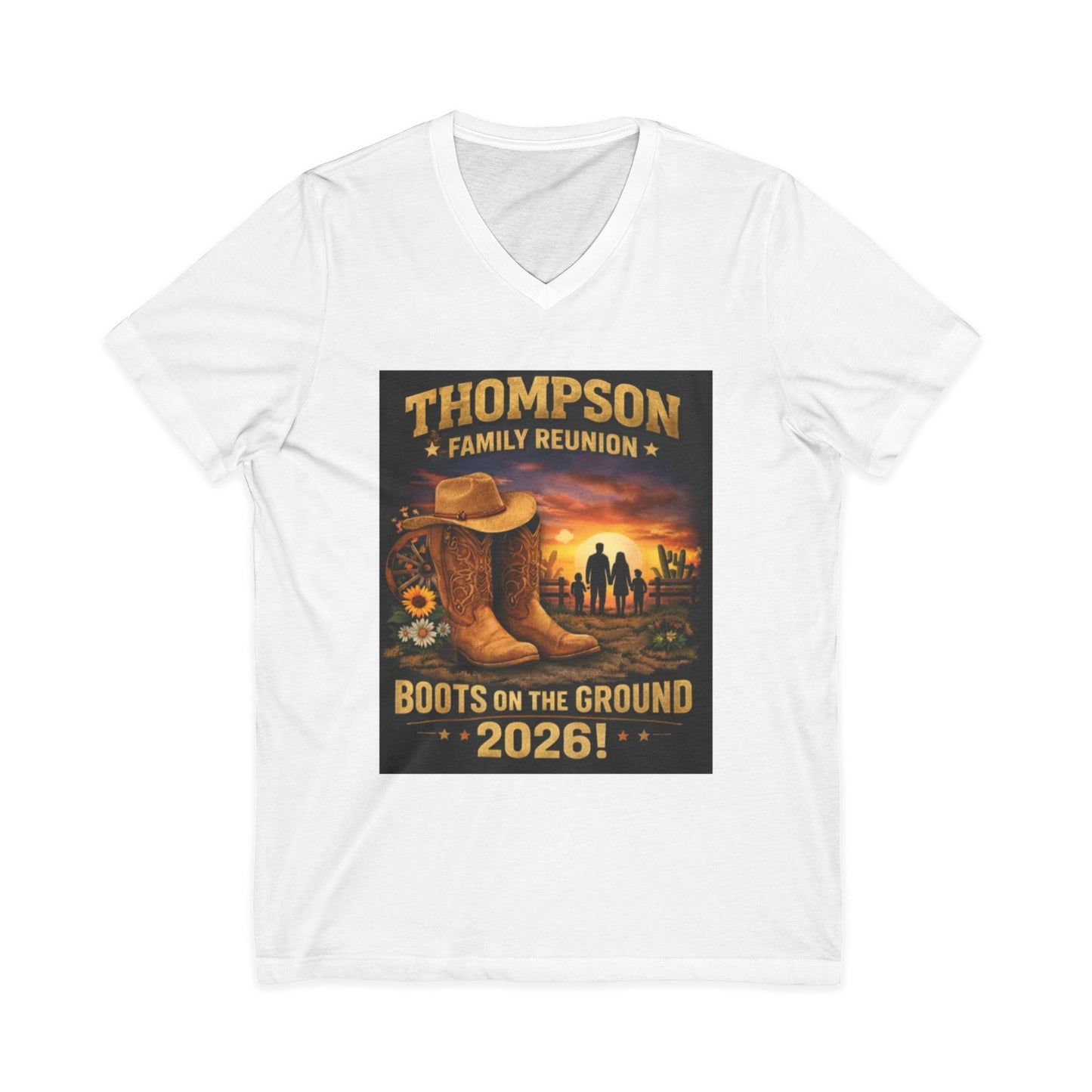 Family Reunion V-Neck Tee — "Thompson Family Reunion" Boots on the Ground 2026