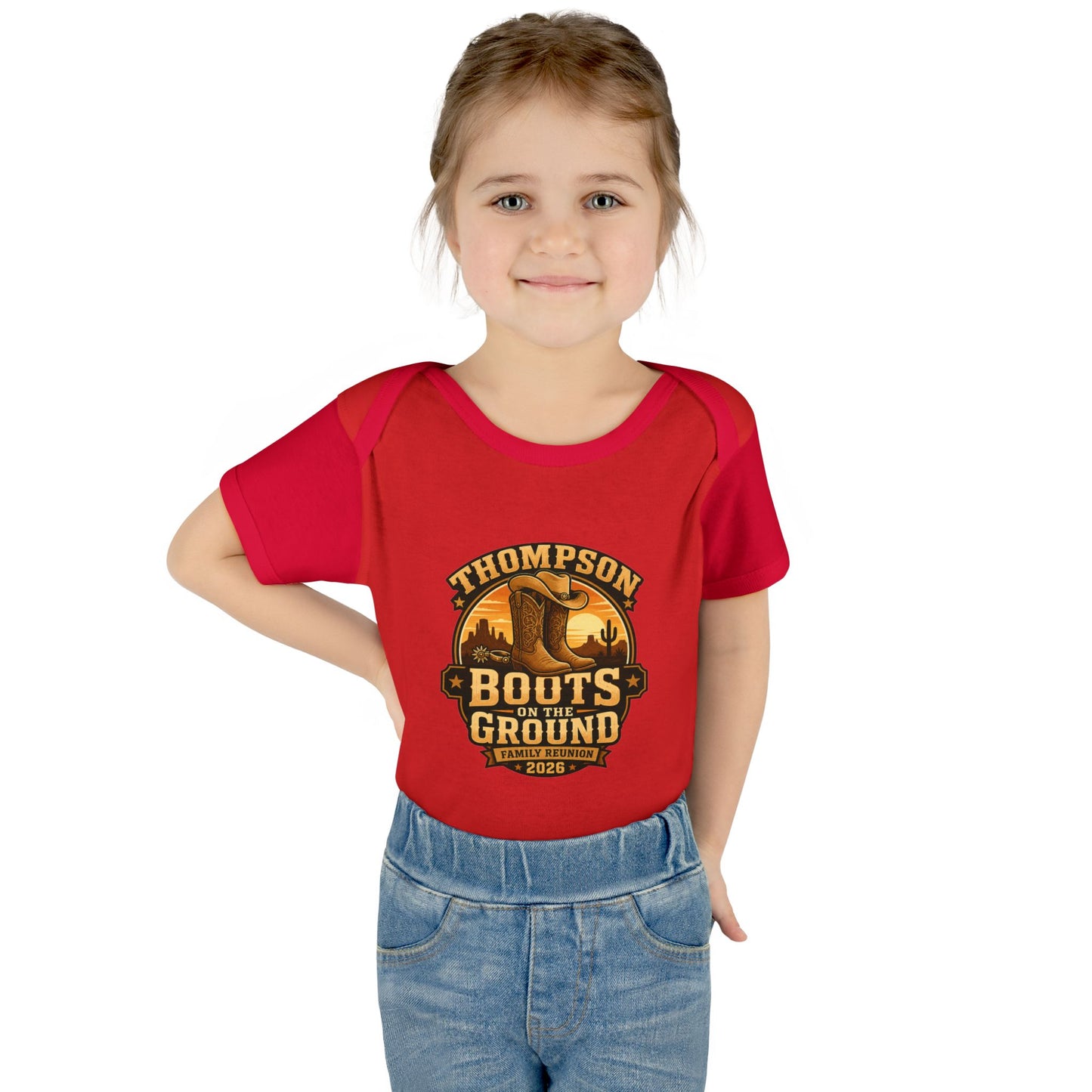 Infant Bodysuit - "Thompson Boots on the Ground" Western Baby Onesie, Rustic Cowboy Nursery Gift
