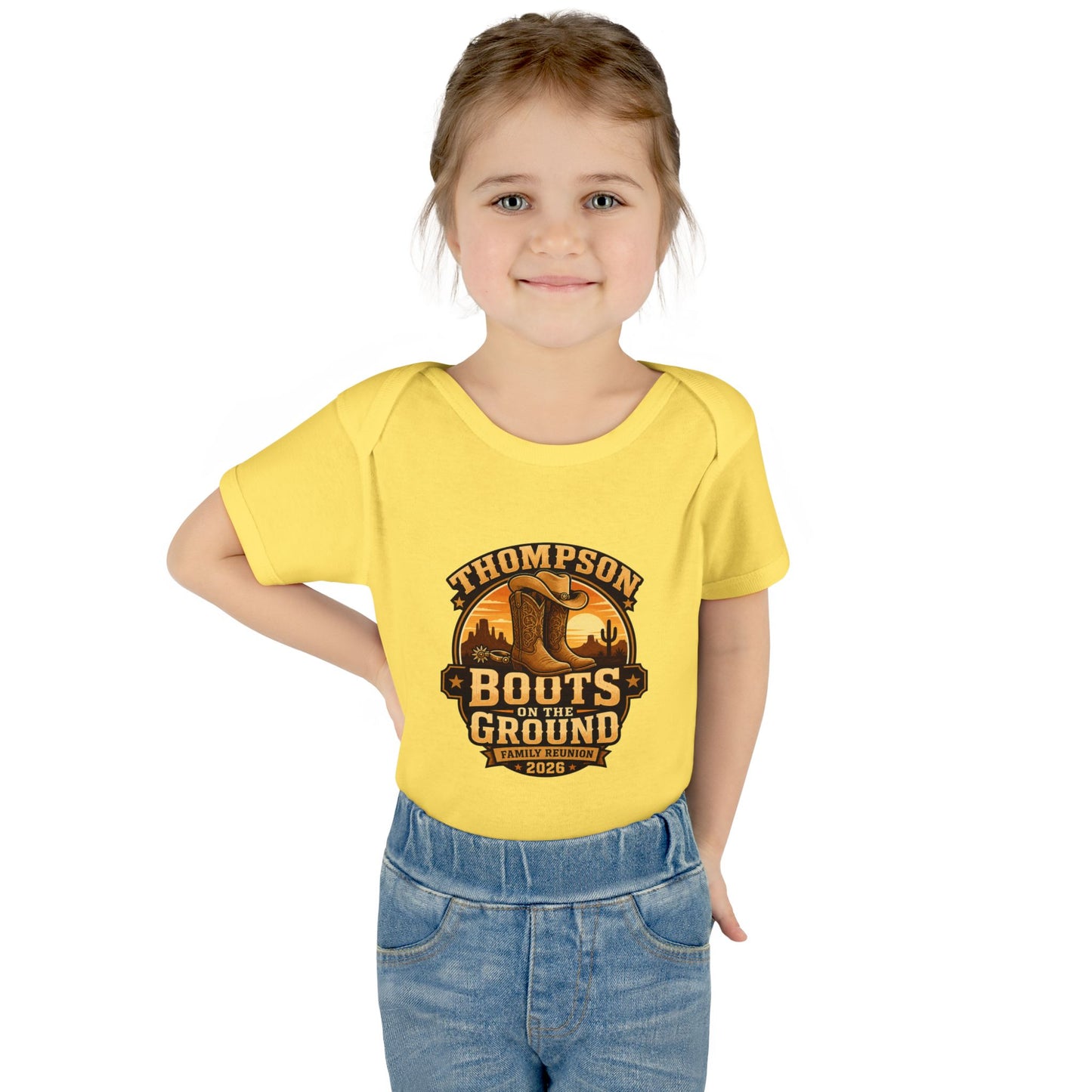 Infant Bodysuit - "Thompson Boots on the Ground" Western Baby Onesie, Rustic Cowboy Nursery Gift