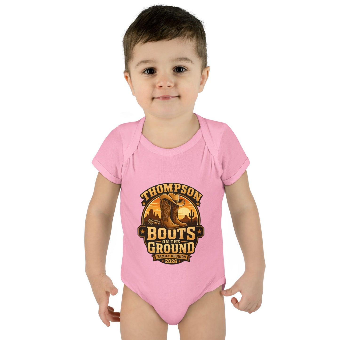Infant Bodysuit - "Thompson Boots on the Ground" Western Baby Onesie, Rustic Cowboy Nursery Gift