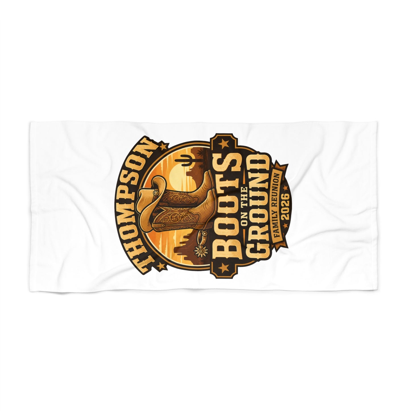 Beach Towel — 'Thompson Boots on the Ground' Western Cowboy Graphic