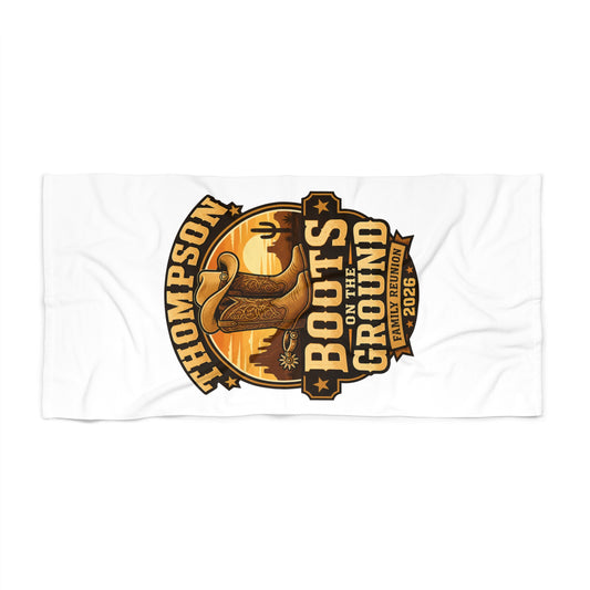 Beach Towel — 'Thompson Boots on the Ground' Western Cowboy Graphic