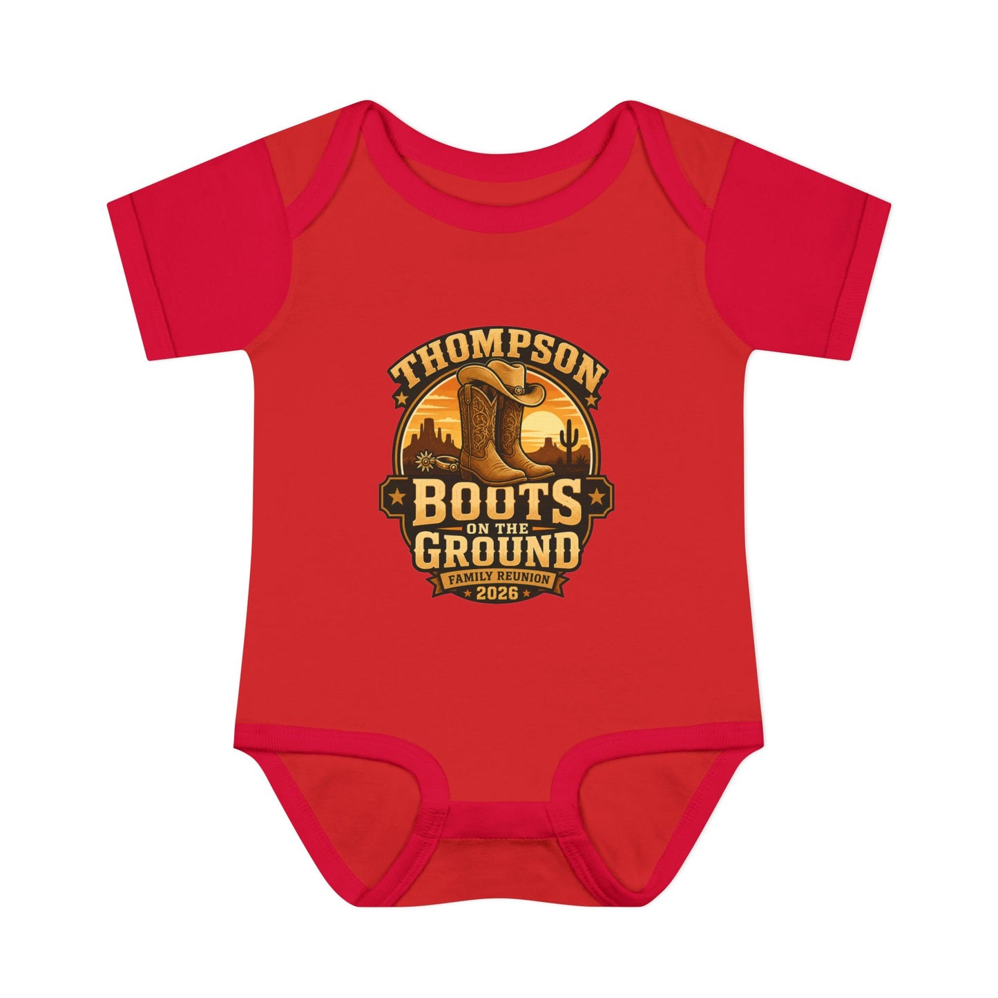 Infant Bodysuit - "Thompson Boots on the Ground" Western Baby Onesie, Rustic Cowboy Nursery Gift