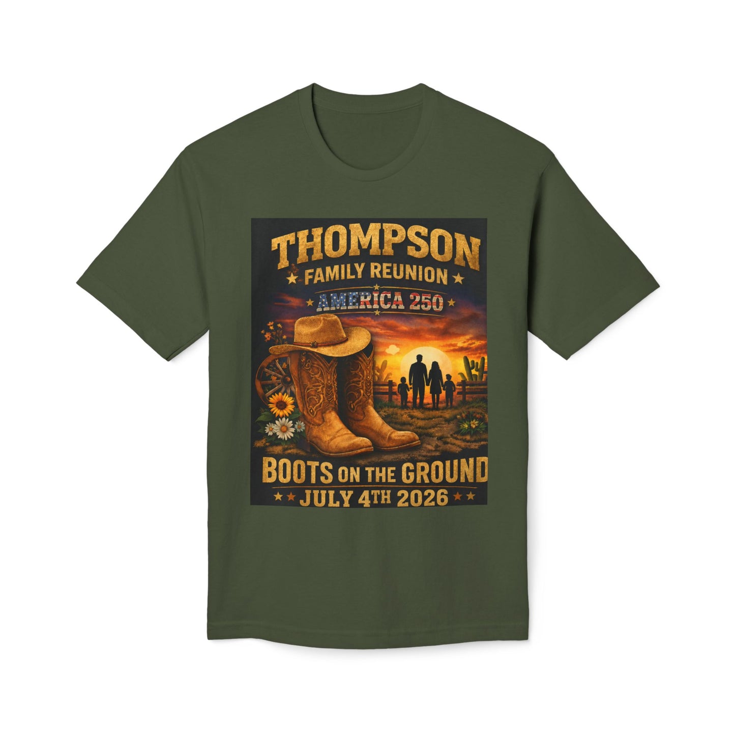 Thompson Family Reunion T-Shirt — "Boots on the Ground" July 4th 2026