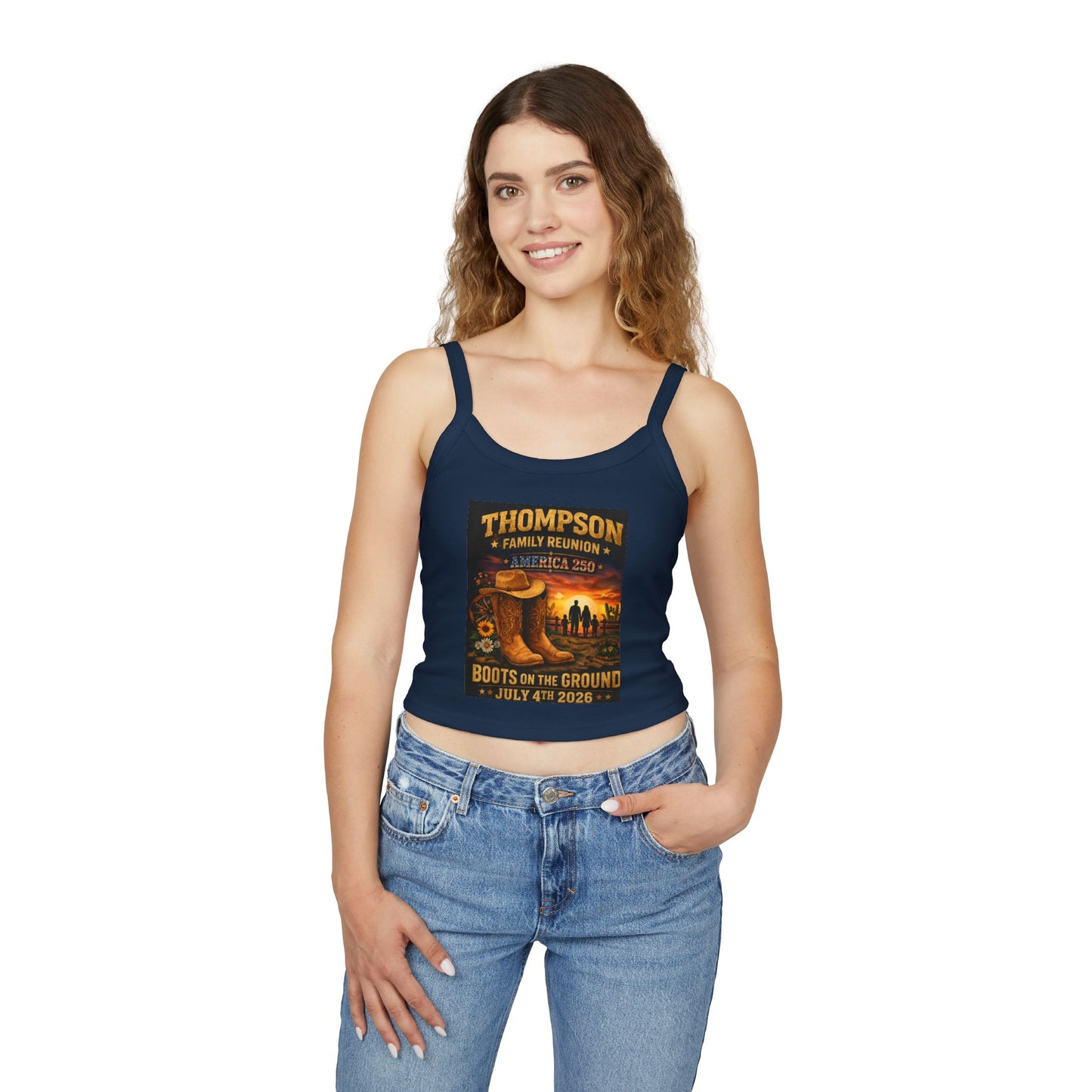 Thompson Family Reunion Crop Tank – "Boots on the Ground" July 4, 2026 USA 250