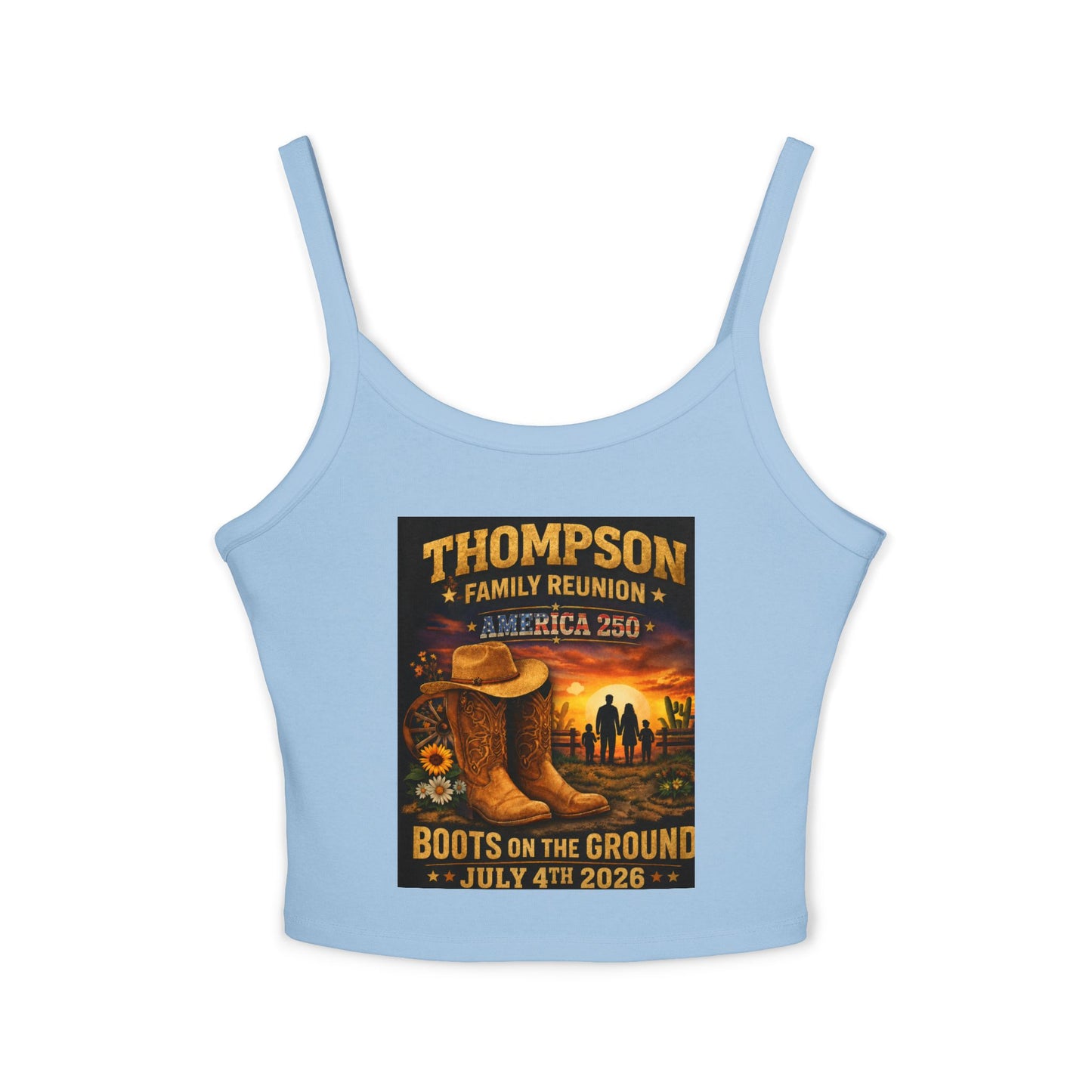 Thompson Family Reunion Crop Tank – "Boots on the Ground" July 4, 2026 USA 250