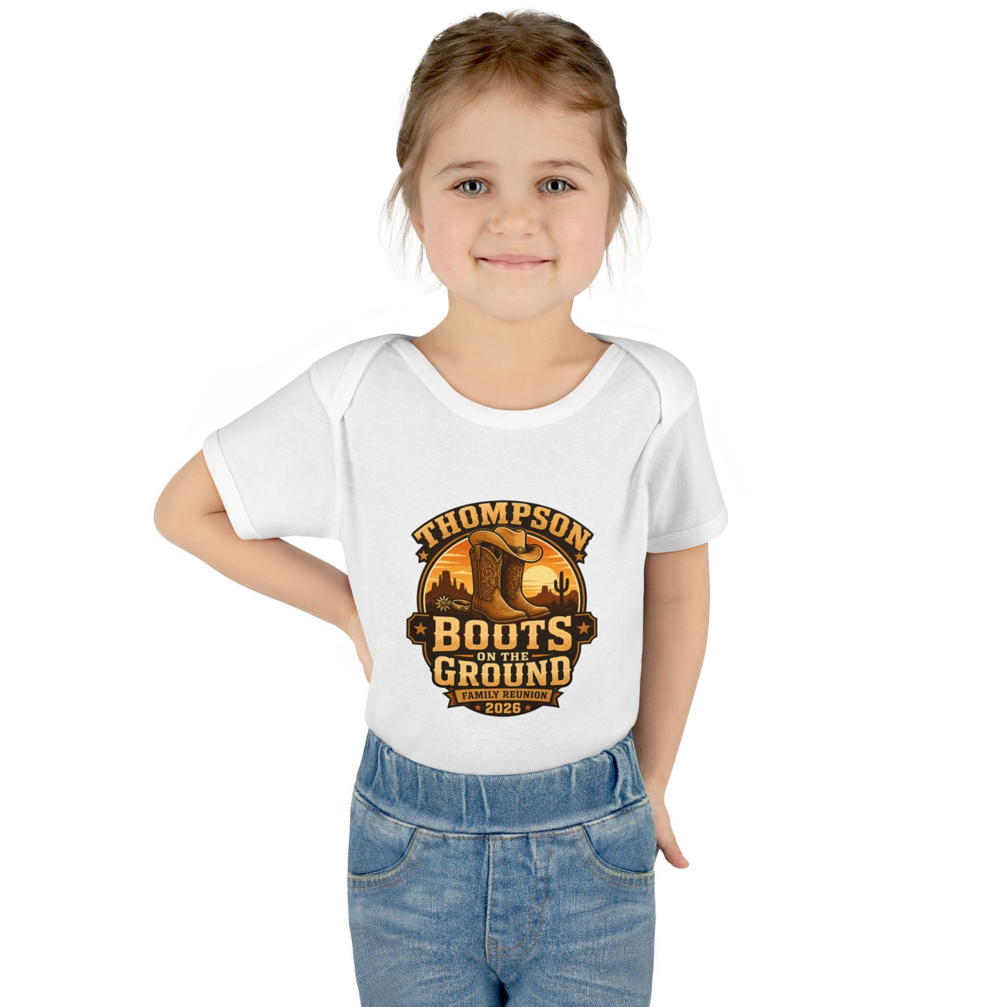 Infant Bodysuit - "Thompson Boots on the Ground" Western Baby Onesie, Rustic Cowboy Nursery Gift