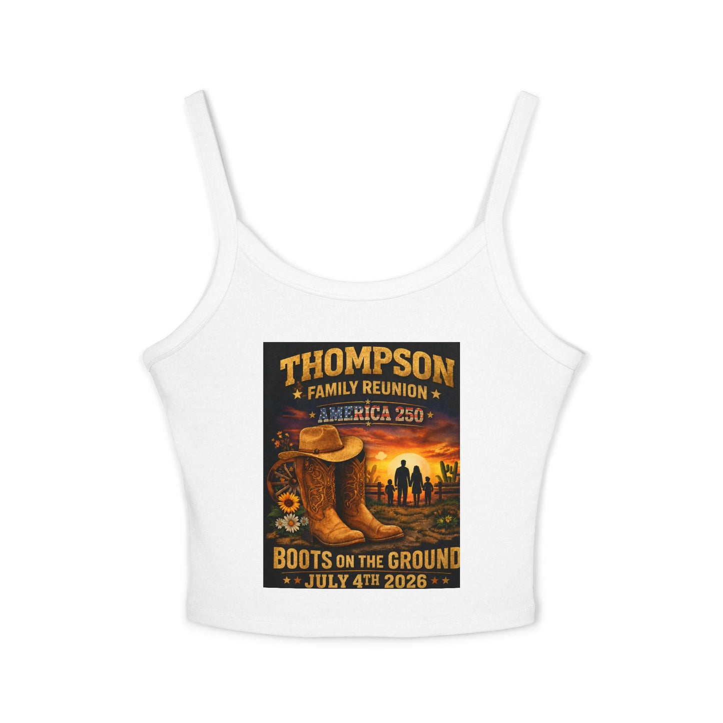 Thompson Family Reunion Crop Tank – "Boots on the Ground" July 4, 2026 USA 250