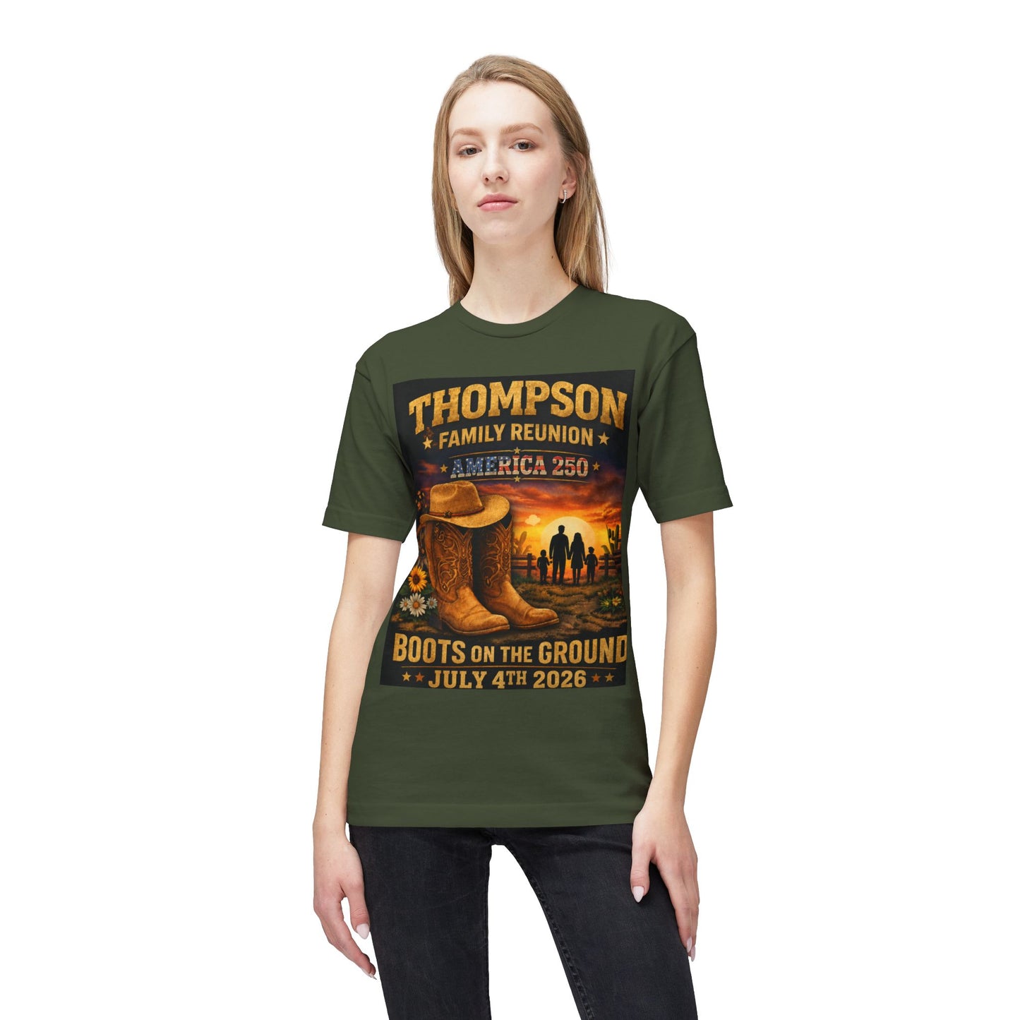 Thompson Family Reunion T-Shirt — "Boots on the Ground" July 4th 2026