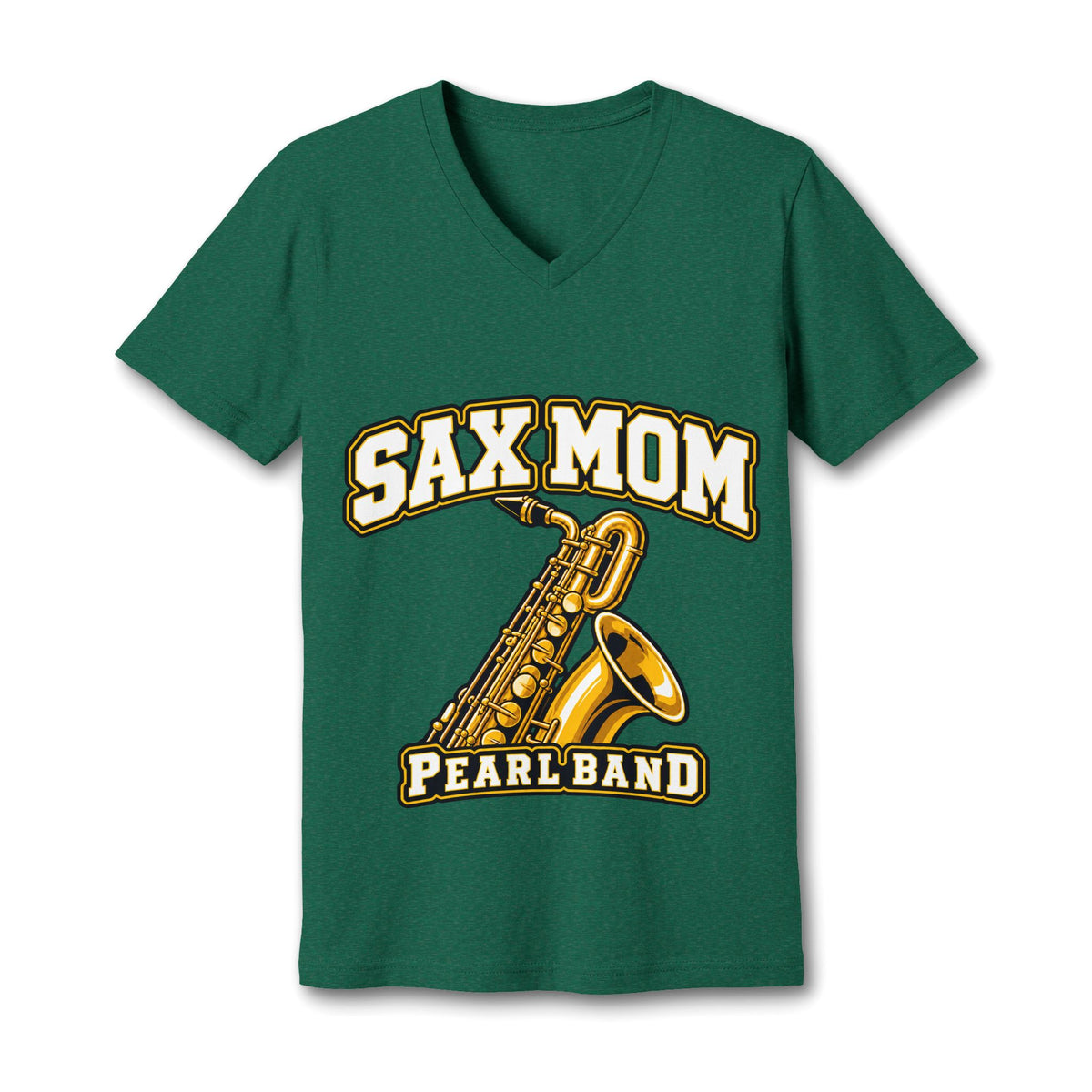 Sax Mom Pearl High School Band V-Neck Tee