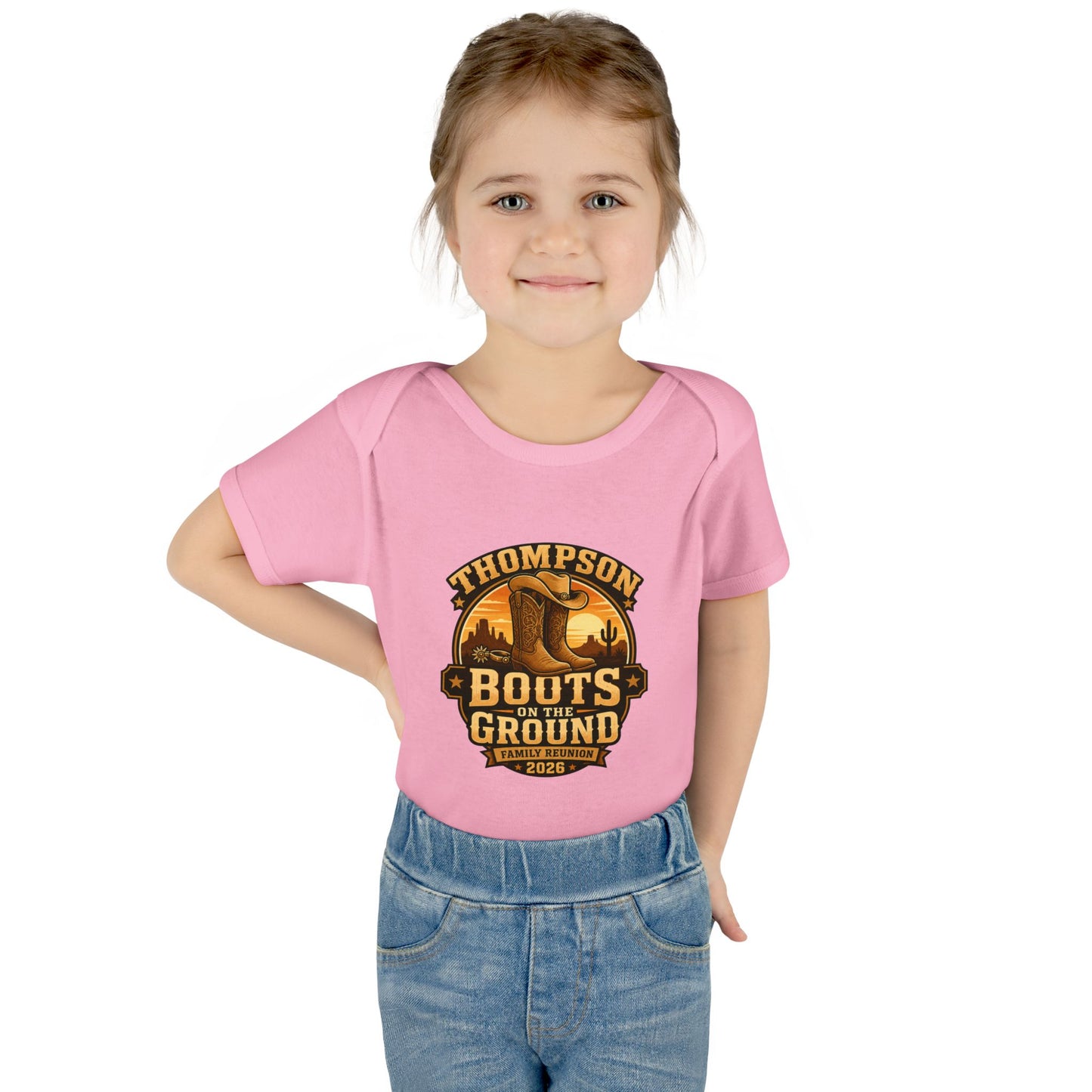 Infant Bodysuit - "Thompson Boots on the Ground" Western Baby Onesie, Rustic Cowboy Nursery Gift