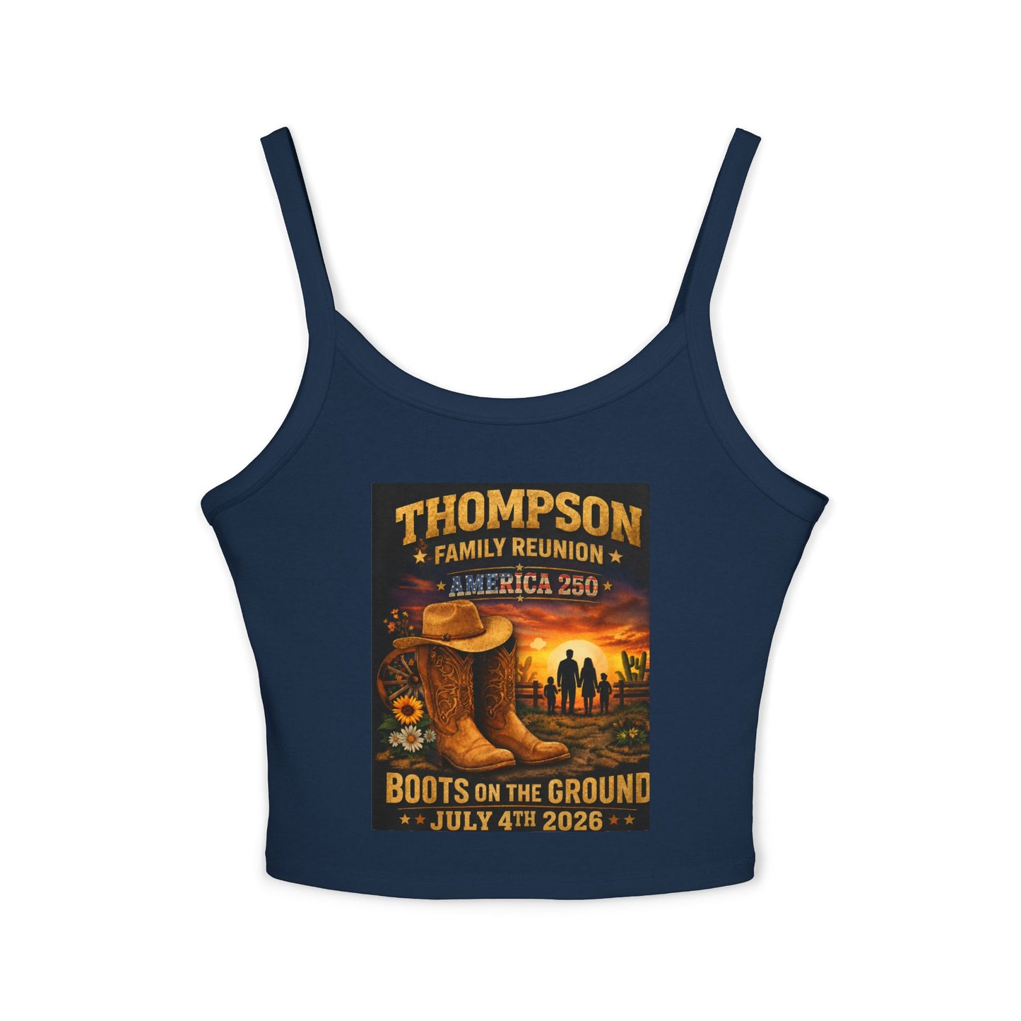 Thompson Family Reunion Crop Tank – "Boots on the Ground" July 4, 2026 USA 250