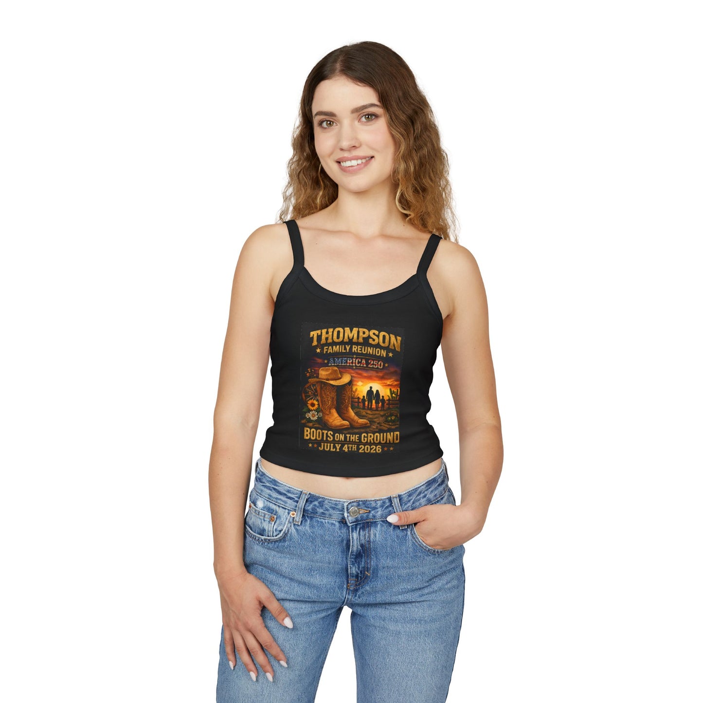 Thompson Family Reunion Crop Tank – "Boots on the Ground" July 4, 2026 USA 250