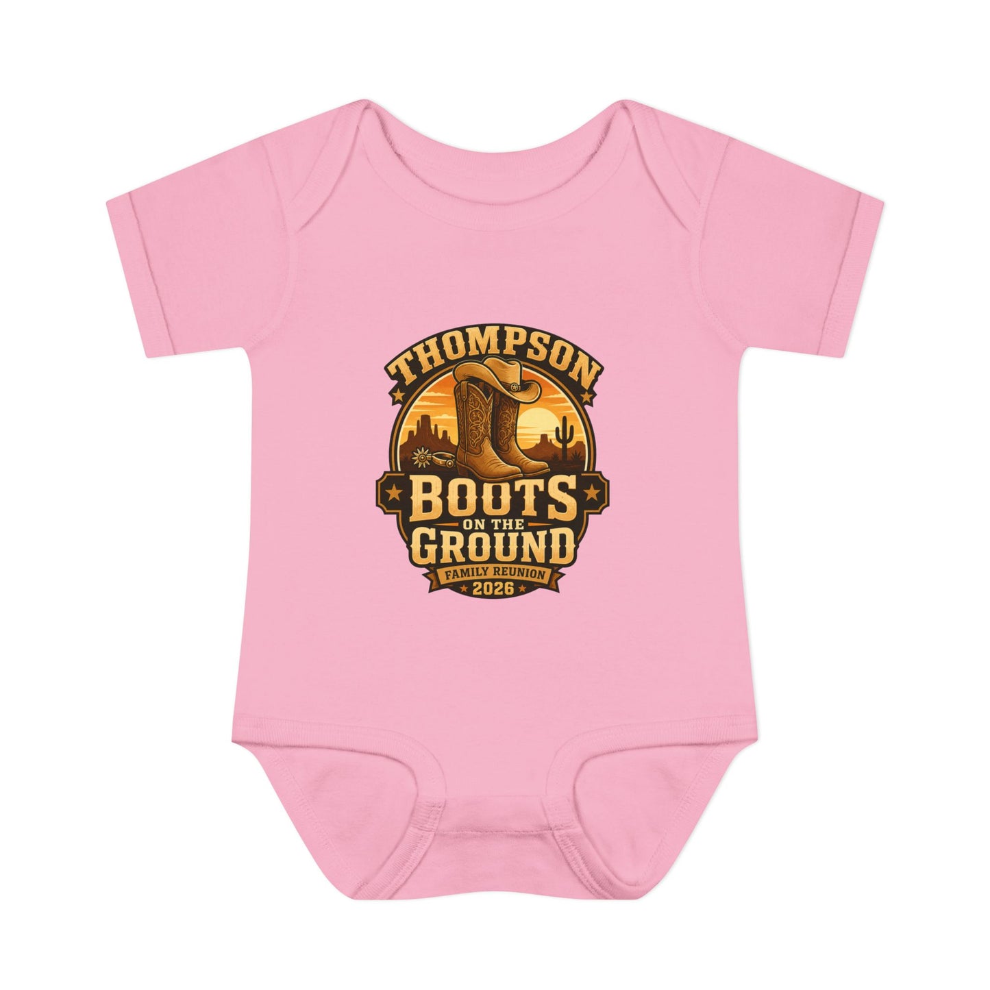 Infant Bodysuit - "Thompson Boots on the Ground" Western Baby Onesie, Rustic Cowboy Nursery Gift