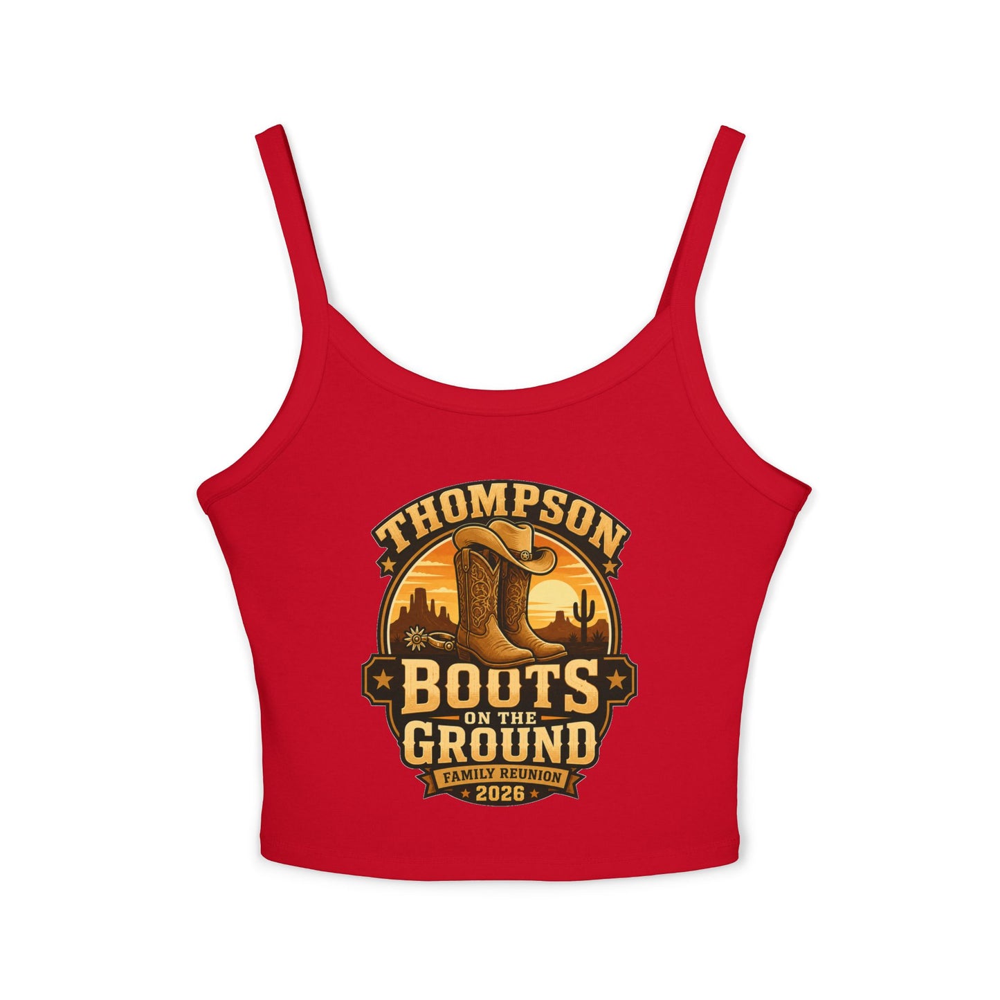 Thompson Family Reunion Crop Tank – "Boots on the Ground" July 4, 2026 USA 250
