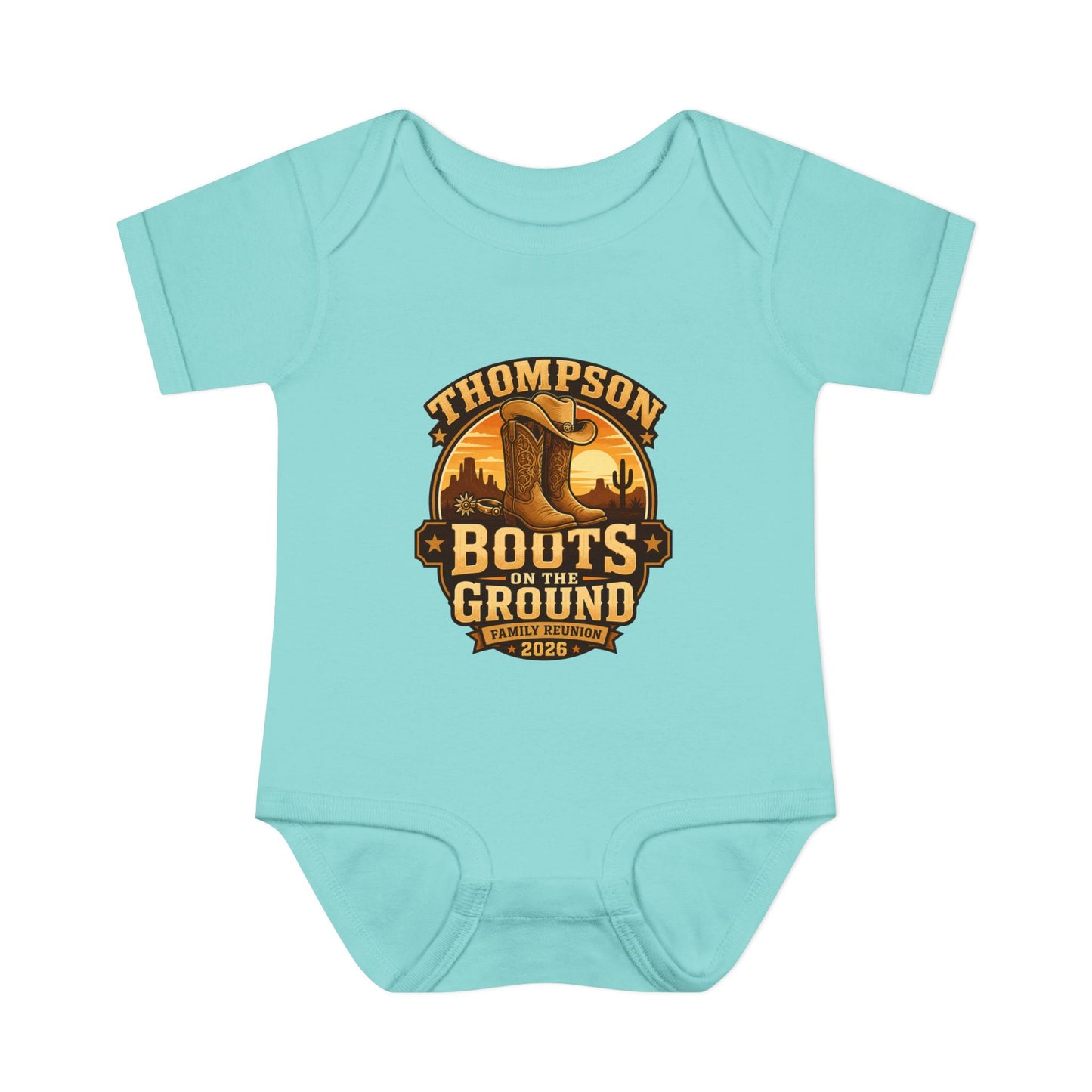 Infant Bodysuit - "Thompson Boots on the Ground" Western Baby Onesie, Rustic Cowboy Nursery Gift