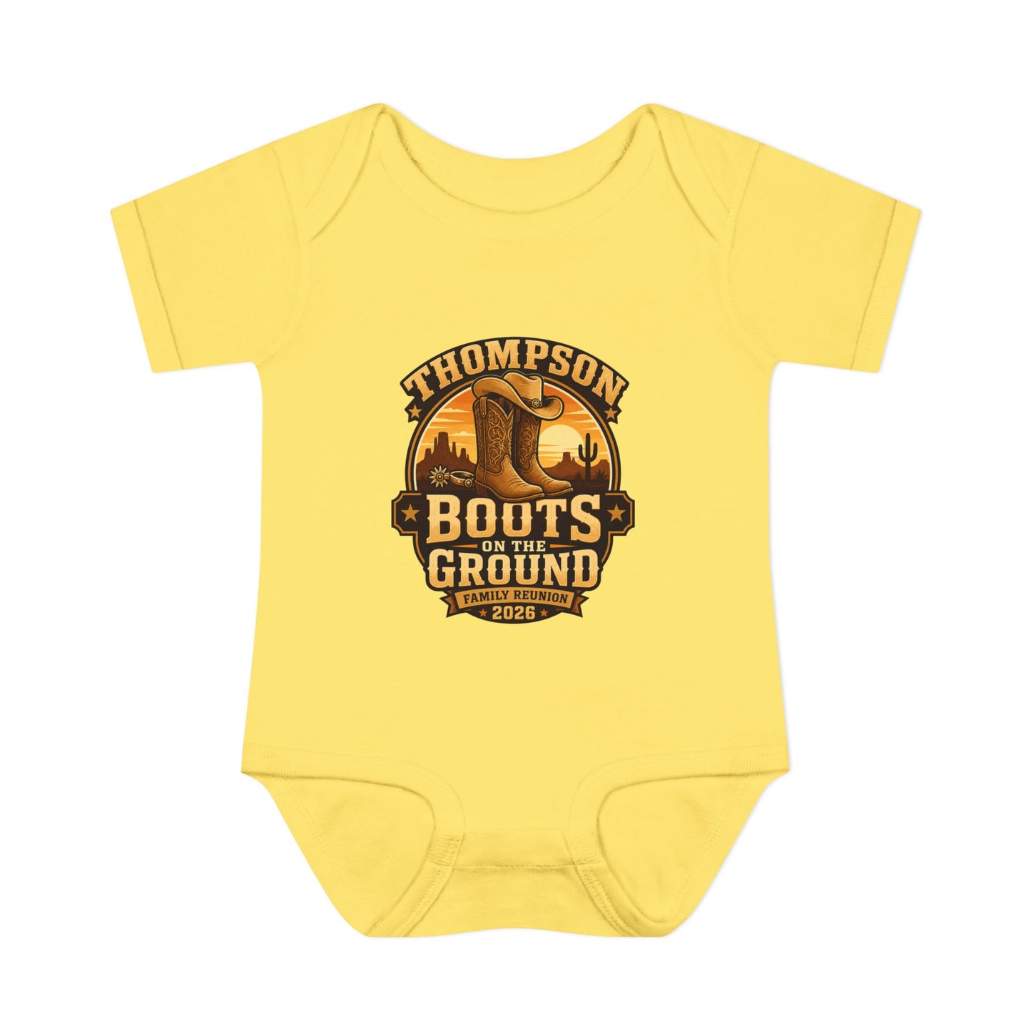 Infant Bodysuit - "Thompson Boots on the Ground" Western Baby Onesie, Rustic Cowboy Nursery Gift