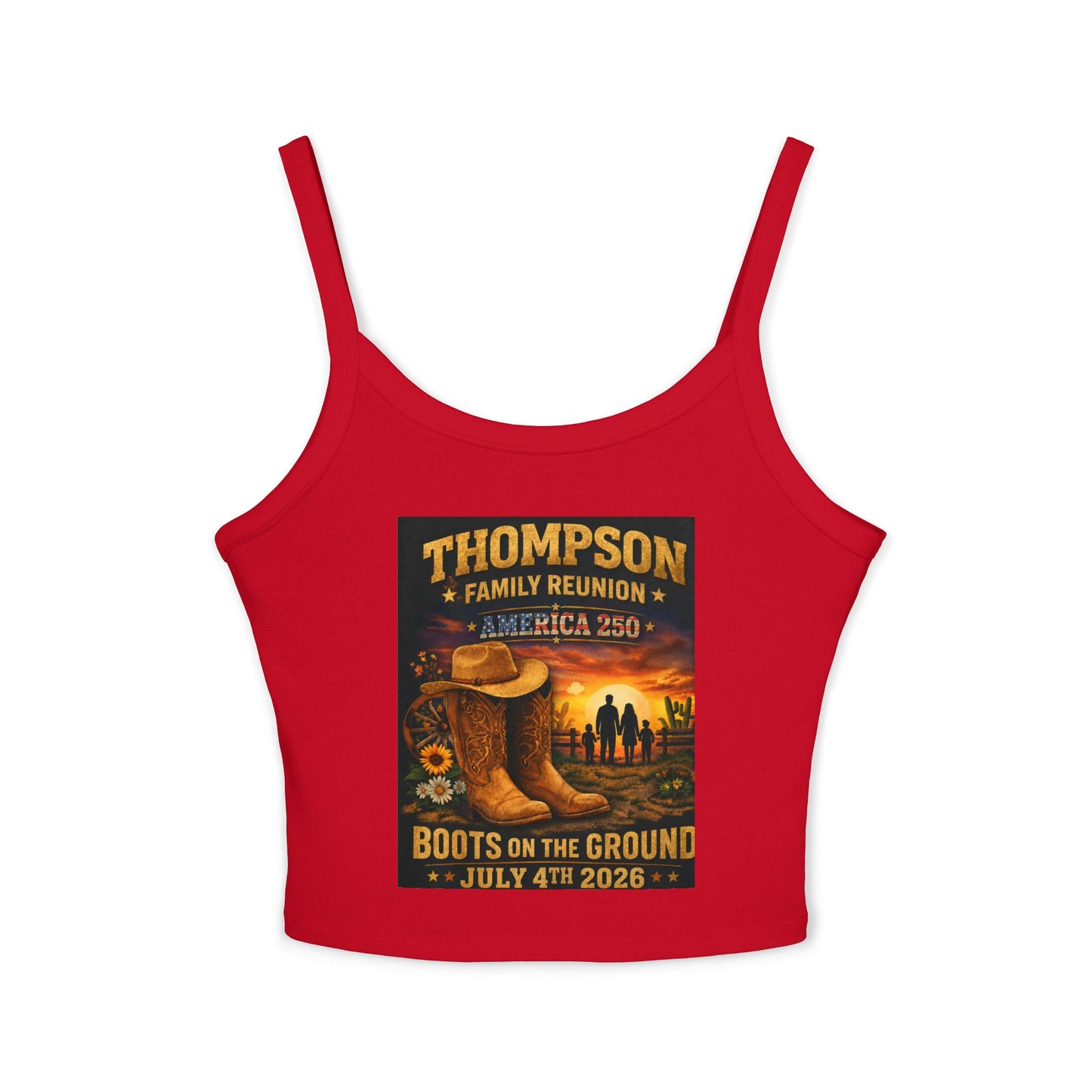 Thompson Family Reunion Crop Tank – "Boots on the Ground" July 4, 2026 USA 250