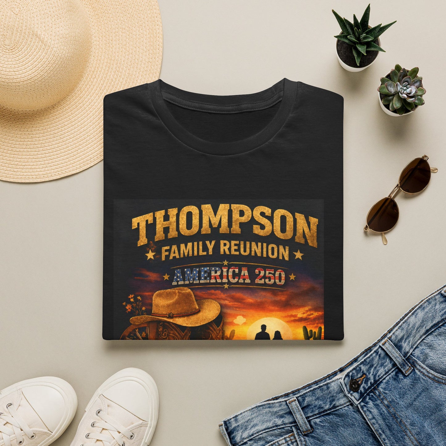 Family Reunion T‑Shirt — "Thompson Family Reunion: America 250, Boots on the Ground, July 4th 2026"