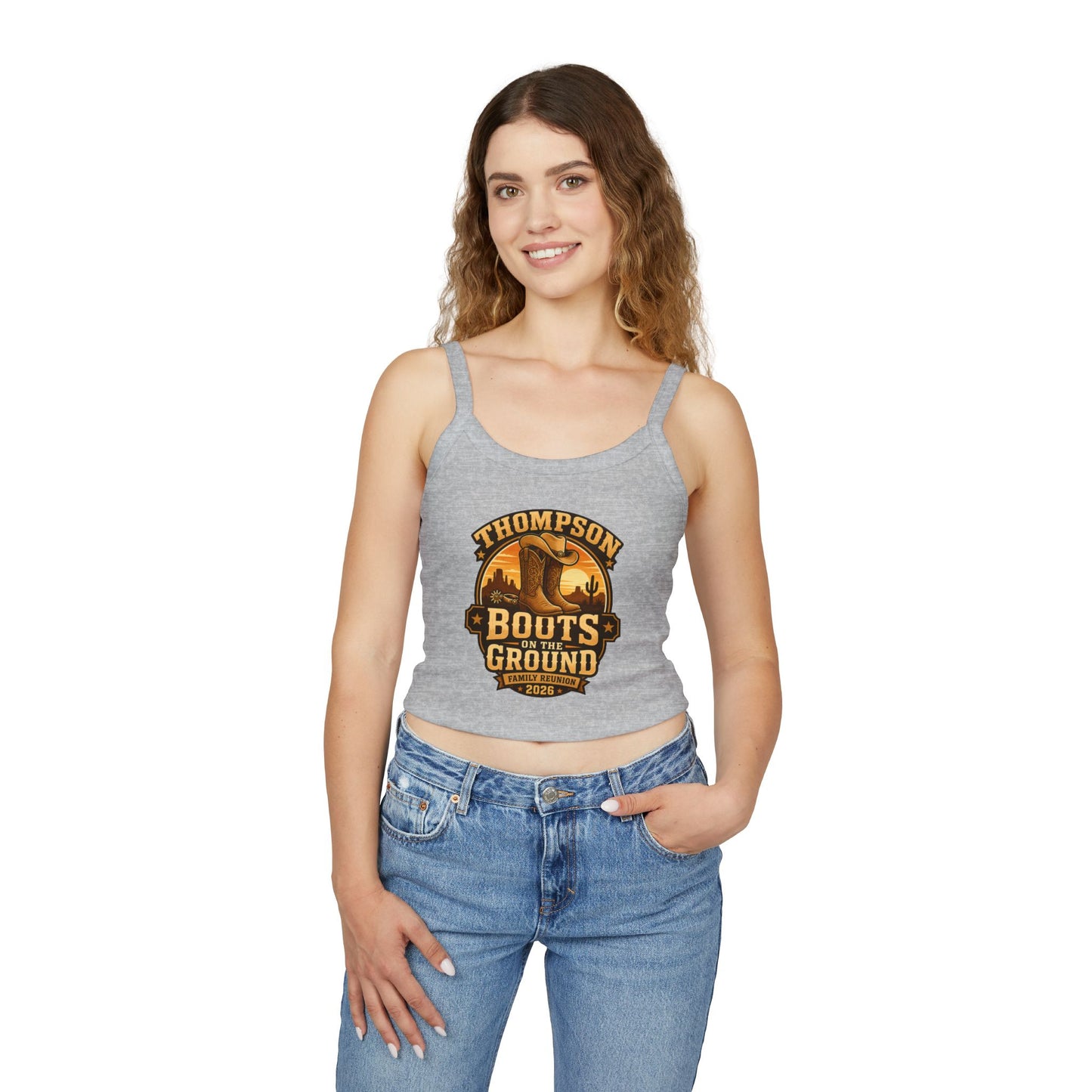 Thompson Family Reunion Crop Tank – "Boots on the Ground" July 4, 2026 USA 250