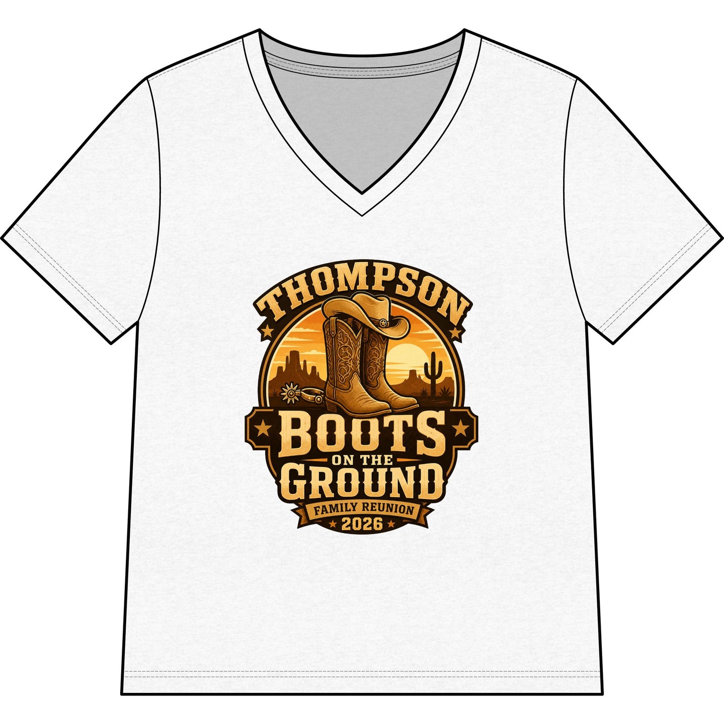 Thompson "Boots on the Ground" Family Reunion V-Neck Tee