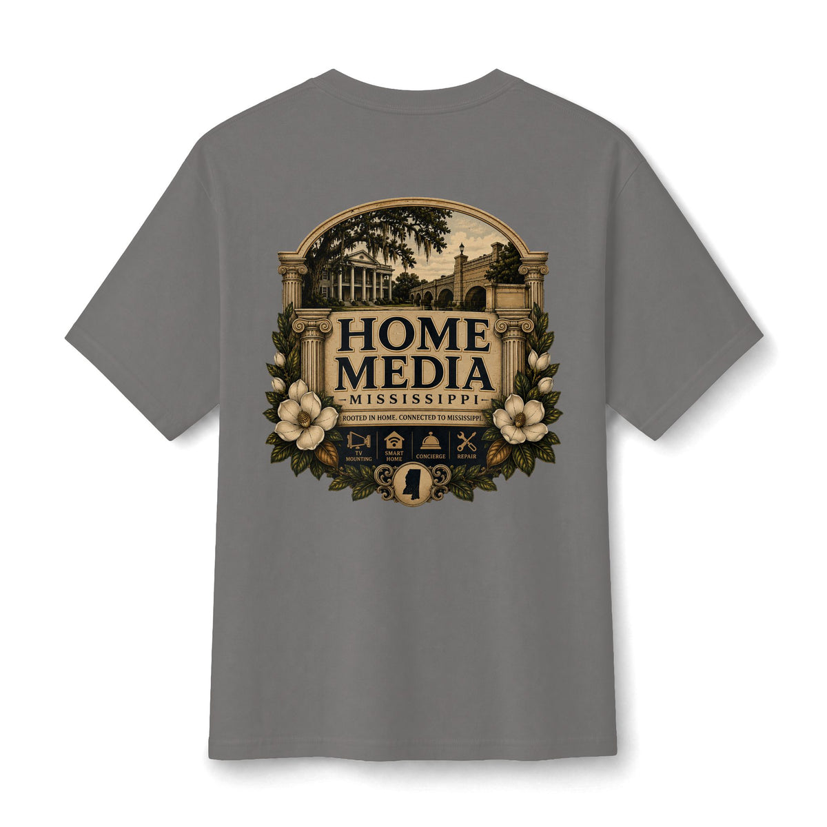 Home Media Mississippi Cotton Tee — Vintage Mansion Graphic T-Shirt